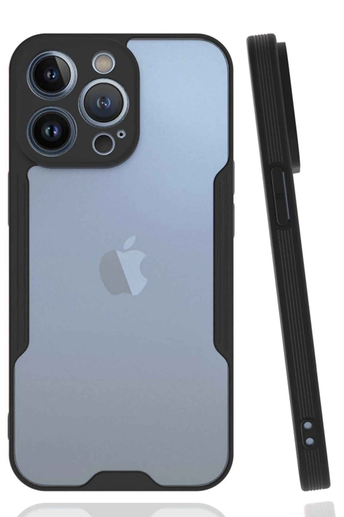 NewFace iPhone 14 Pro Max Kılıf Platin Silikon - Siyah WLZOR