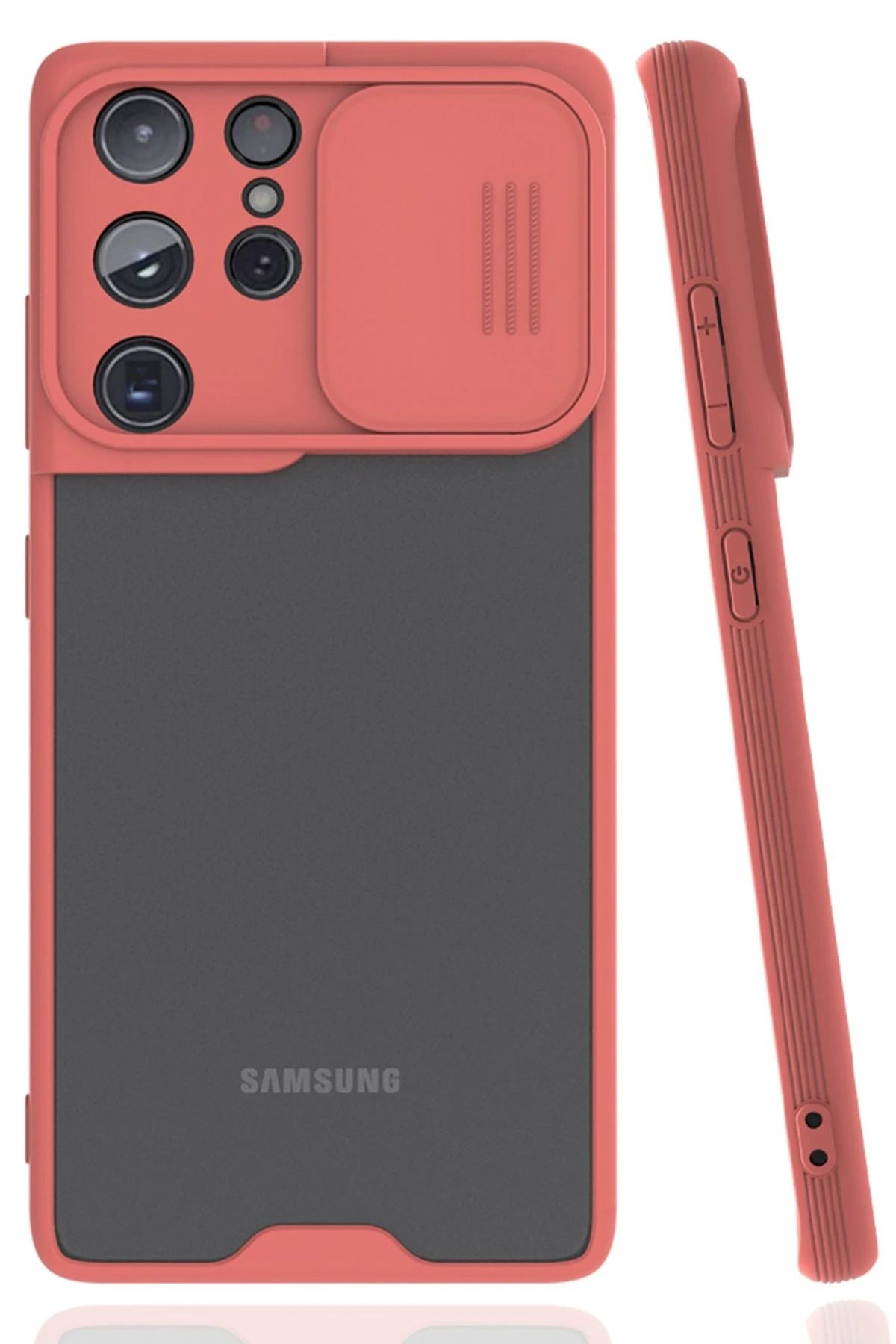 NewFace Samsung Galaxy S21 Ultra Kılıf Platin Kamera Koruma Silikon - Pembe GLSTD