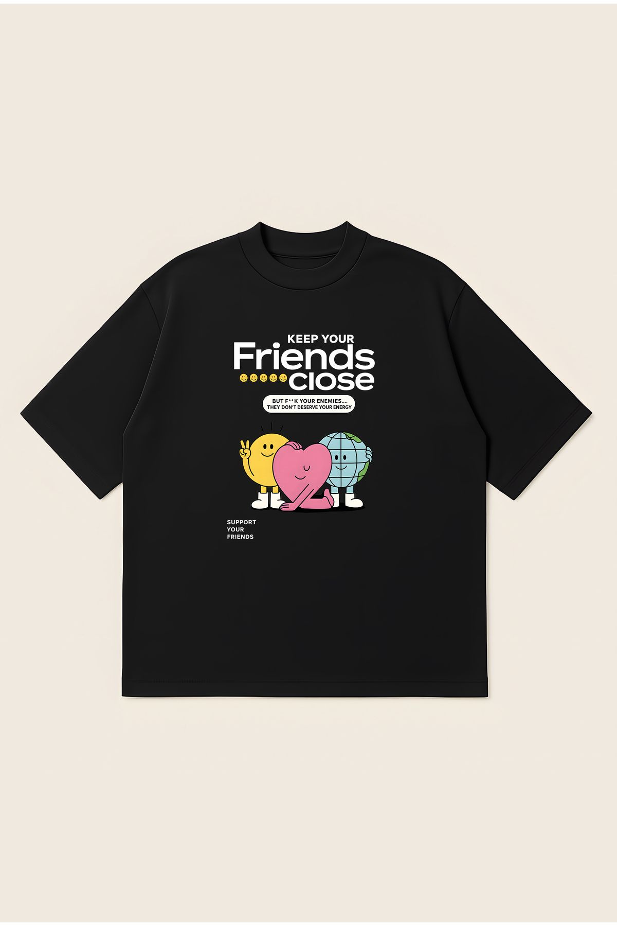 Moon Dancer Close Friends Unisex Oversize Baskılı Boxy Fit Kalın Kumaşlı T-shirt