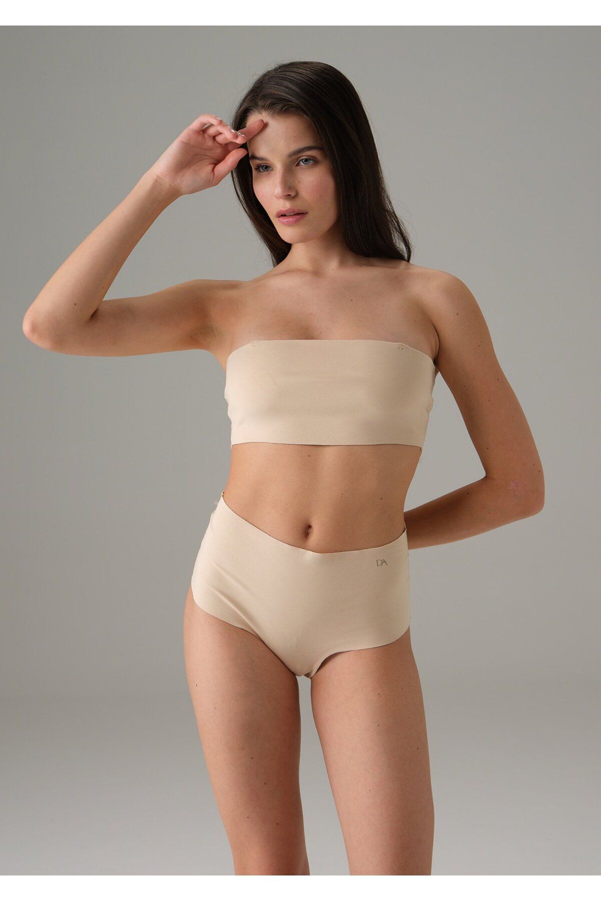Shop58 Kadın Ten Dikişsiz Yüksek Bel Marka Baskılı Slip 7003