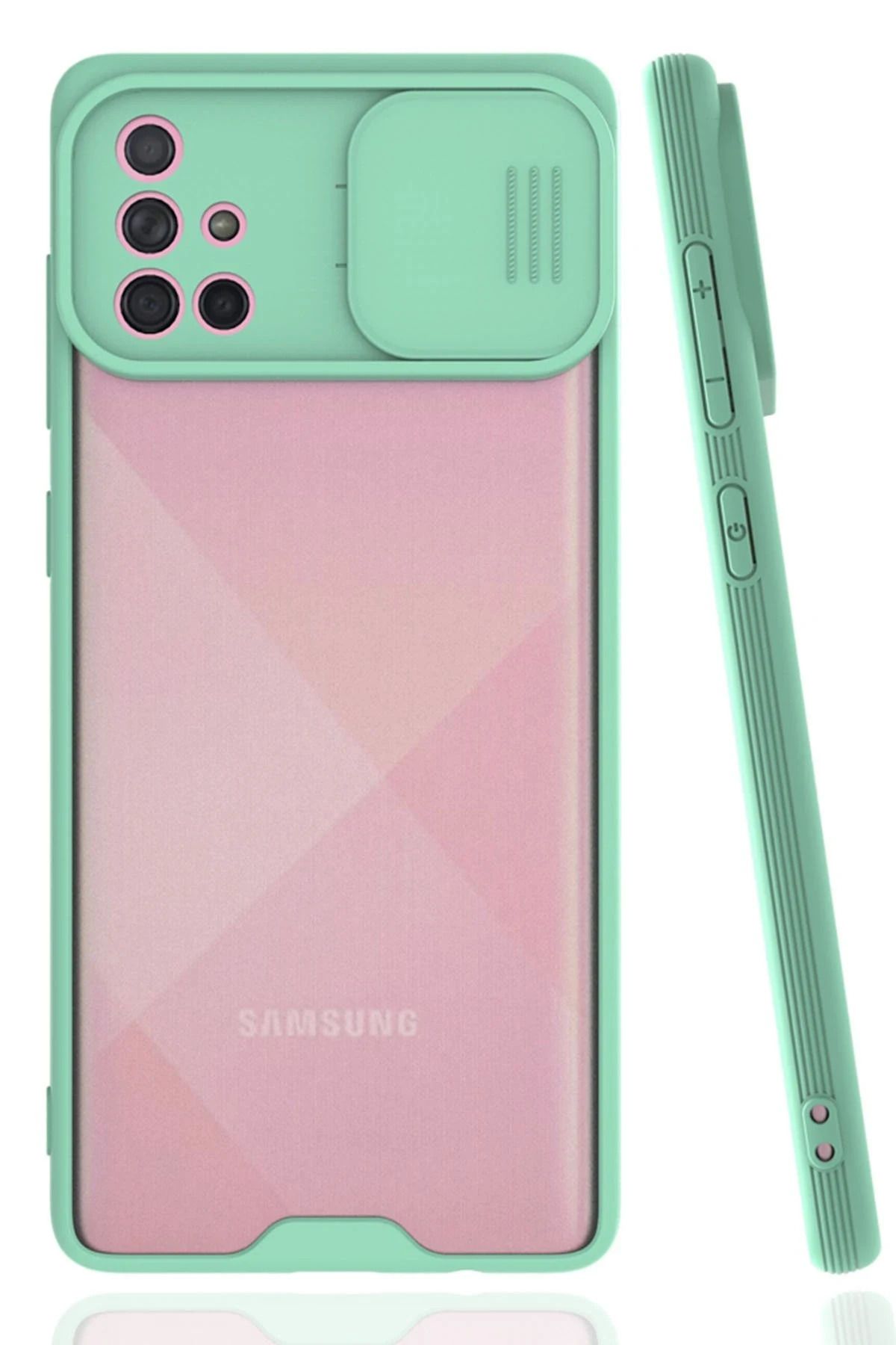 NewFace Samsung Galaxy A71 Kılıf Platin Kamera Koruma Silikon - Açık Yeşil SVLRS