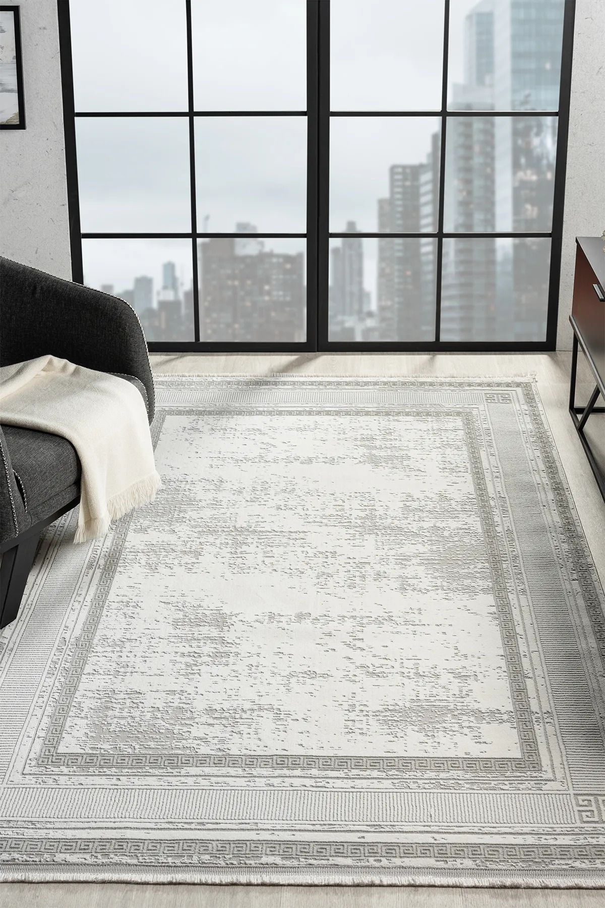 SerenitaHome SERENİTA HOME YILDIZ COLLECTION GRİ MAVİ KREM MODERN OTURMA ODASI SALON MUTFAK HALISI