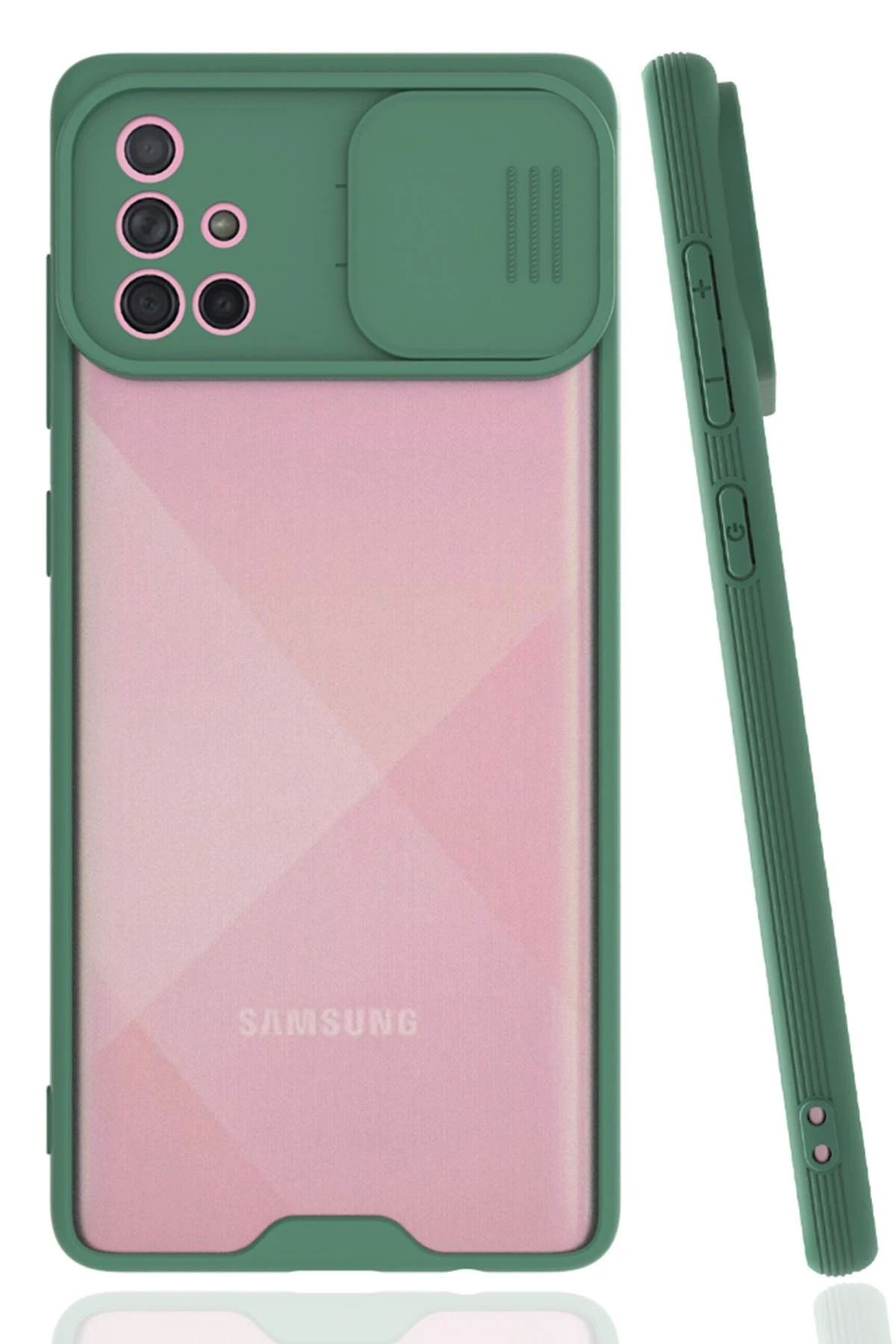 NewFace Samsung Galaxy A71 Kılıf Platin Kamera Koruma Silikon - Yeşil SVLRS