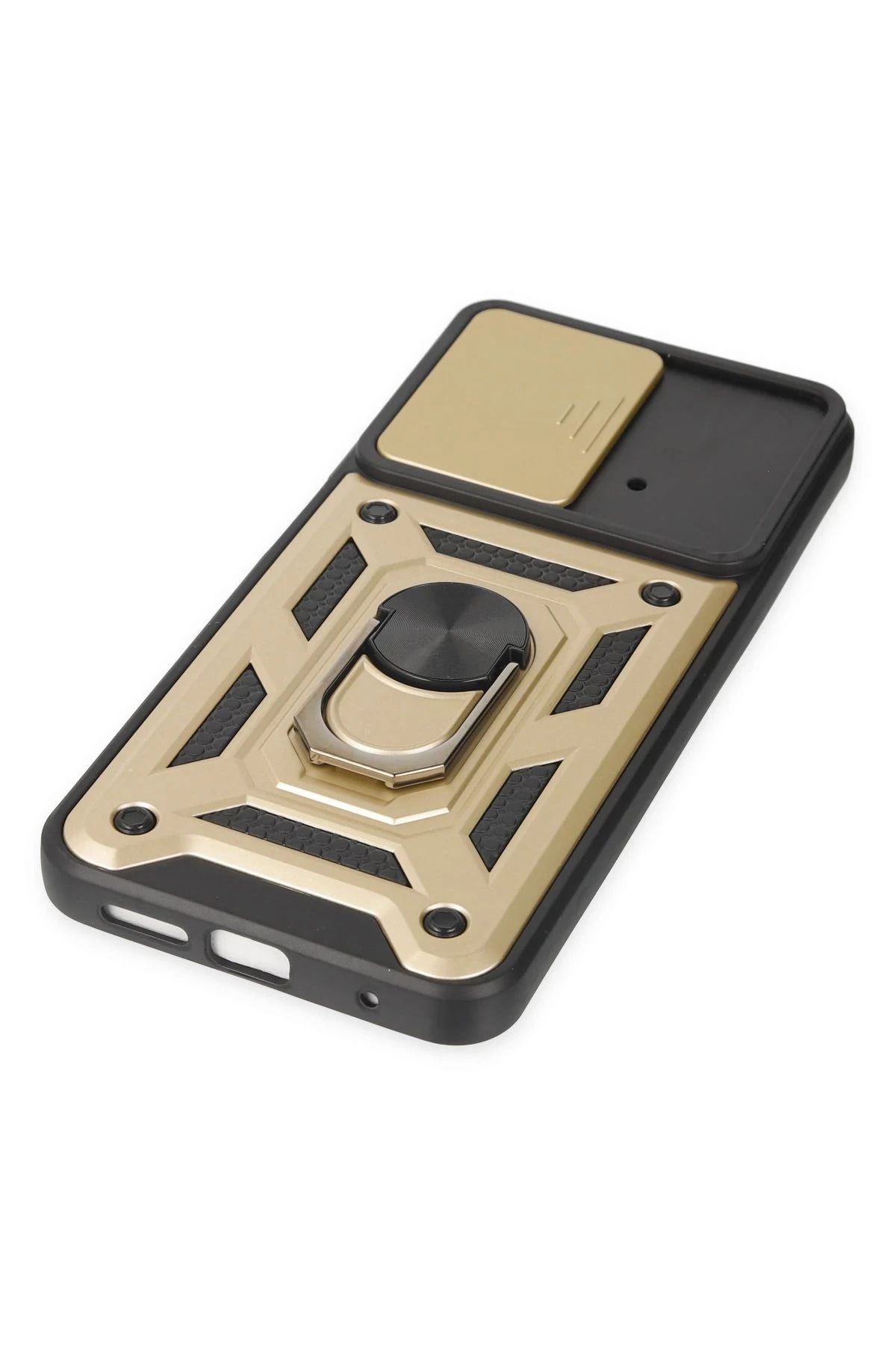 NewFace Xiaomi Poco M4 Pro 4G Kılıf Pars Lens Yüzüklü Silikon - Gold WLZOR