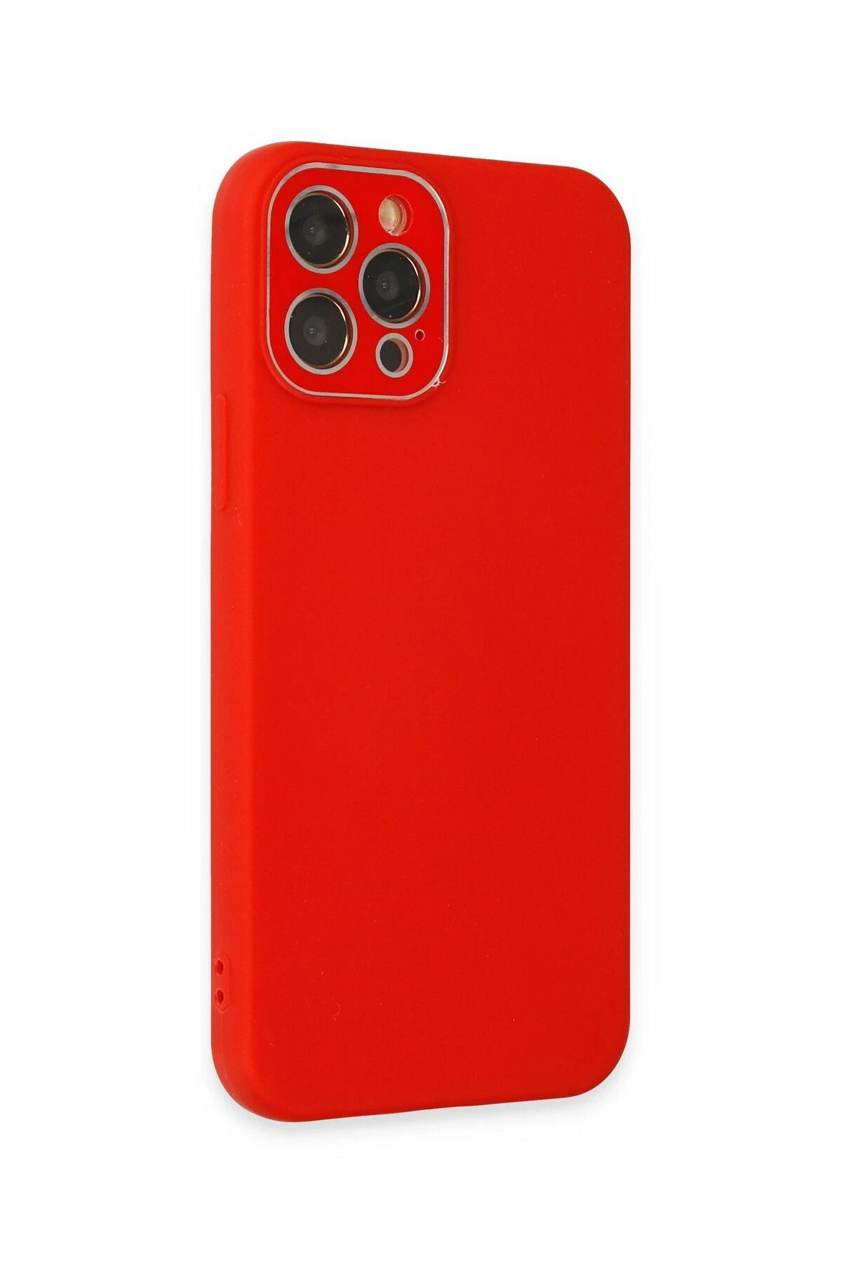 NewFace iPhone 12 Pro Max Kılıf Lansman Glass Kapak - Kırmızı NRMSA