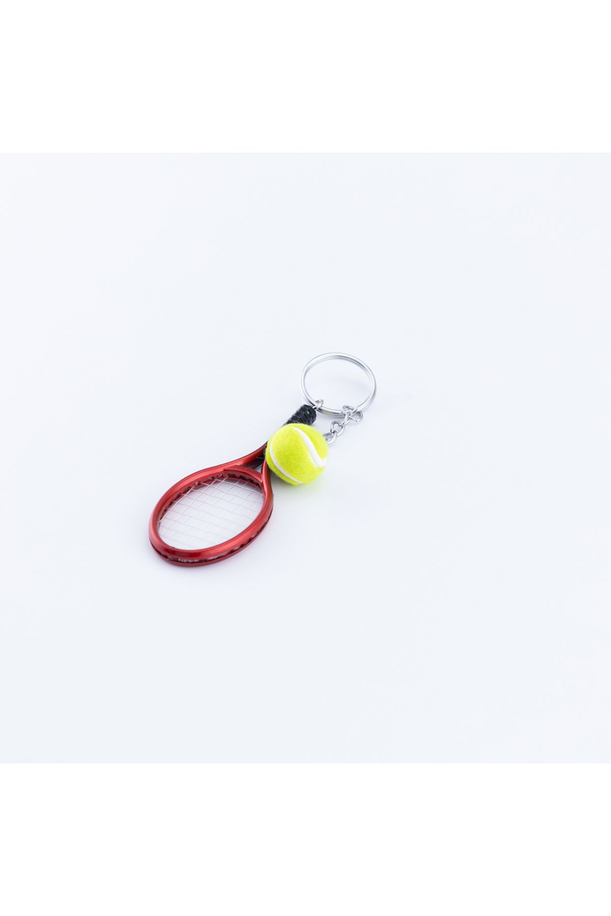 Bimotif Kırmızı raket ve tenis topu anahtarlık
