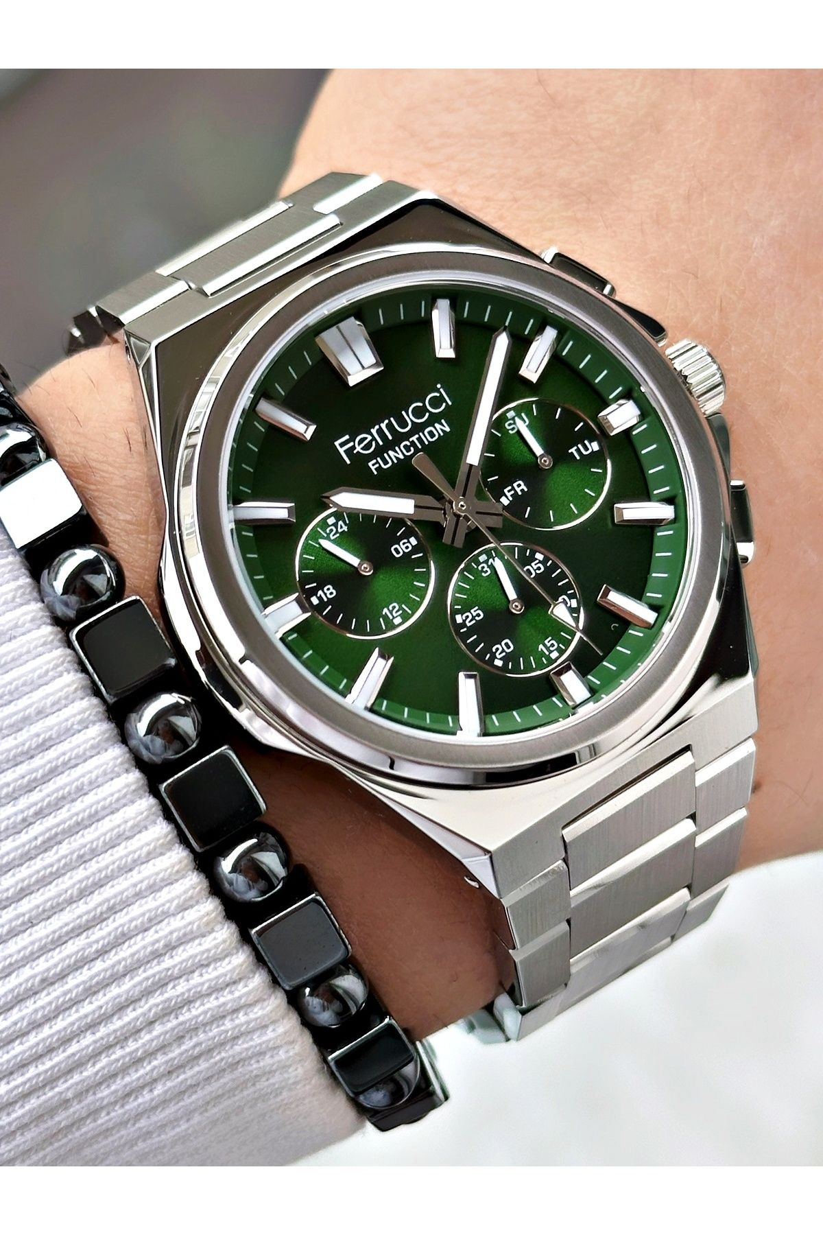 Ferrucci FERRUCCİ YEŞİL KADRANLI FUNCTION GÜMÜŞ METAL ERKEK KOL SAATİ