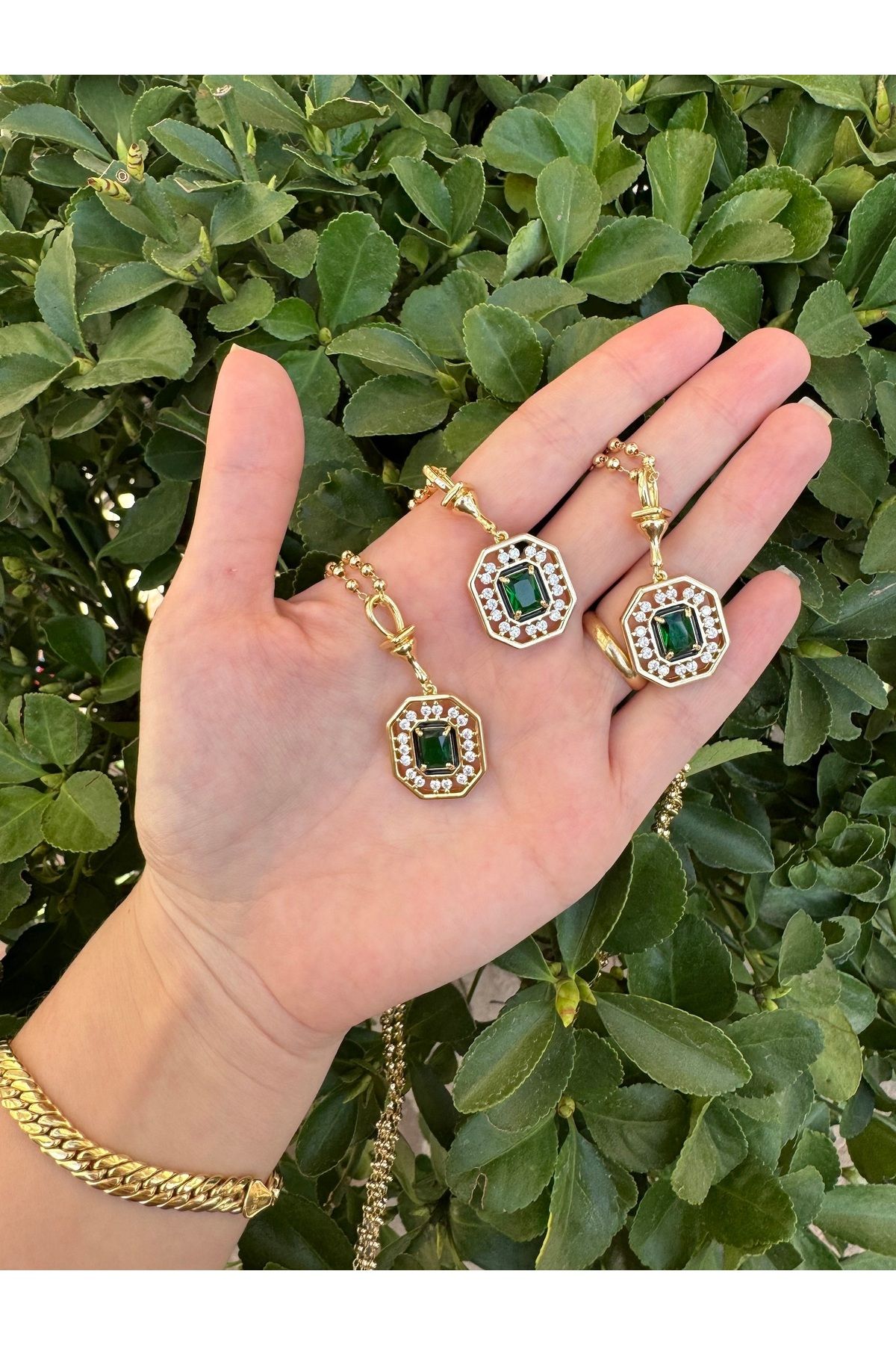 Gilia Jewelry Serenay Leyla Yeşil Baget Kolye