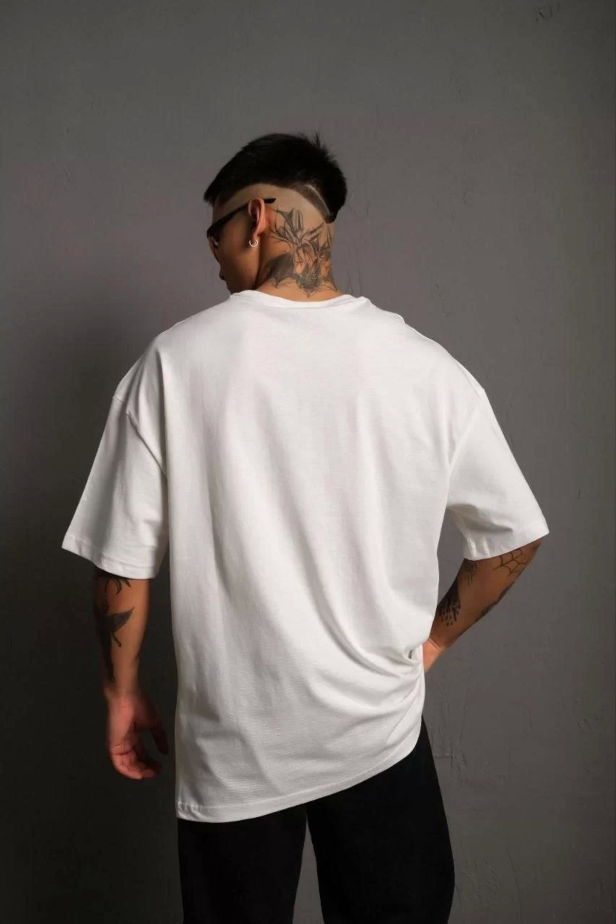 CVS Erkek 24/1 Düz A Kalite Oversize T-shirt - Beyaz
