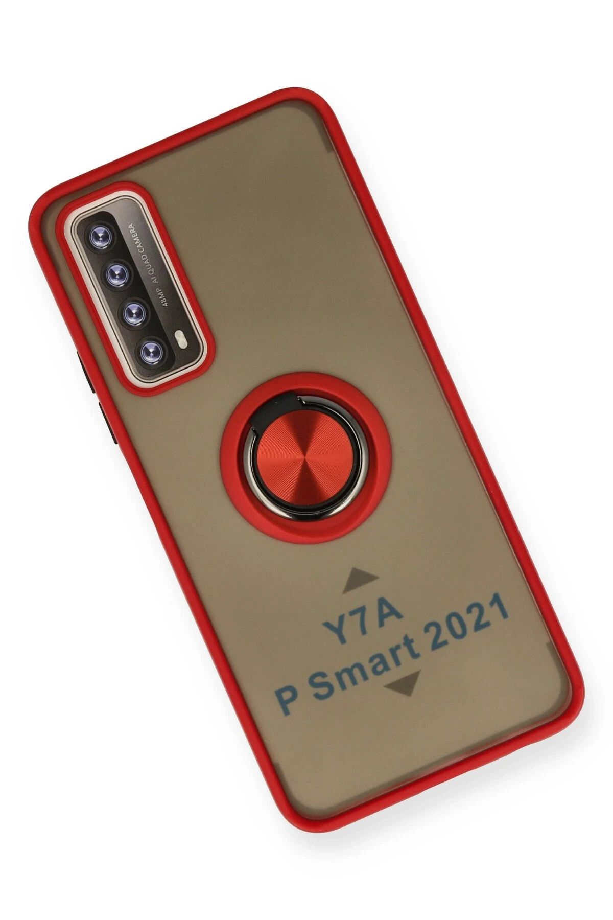 NewFace Huawei P Smart 2021 Kılıf Montreal Yüzüklü Silikon Kapak - Kırmızı GLSTD