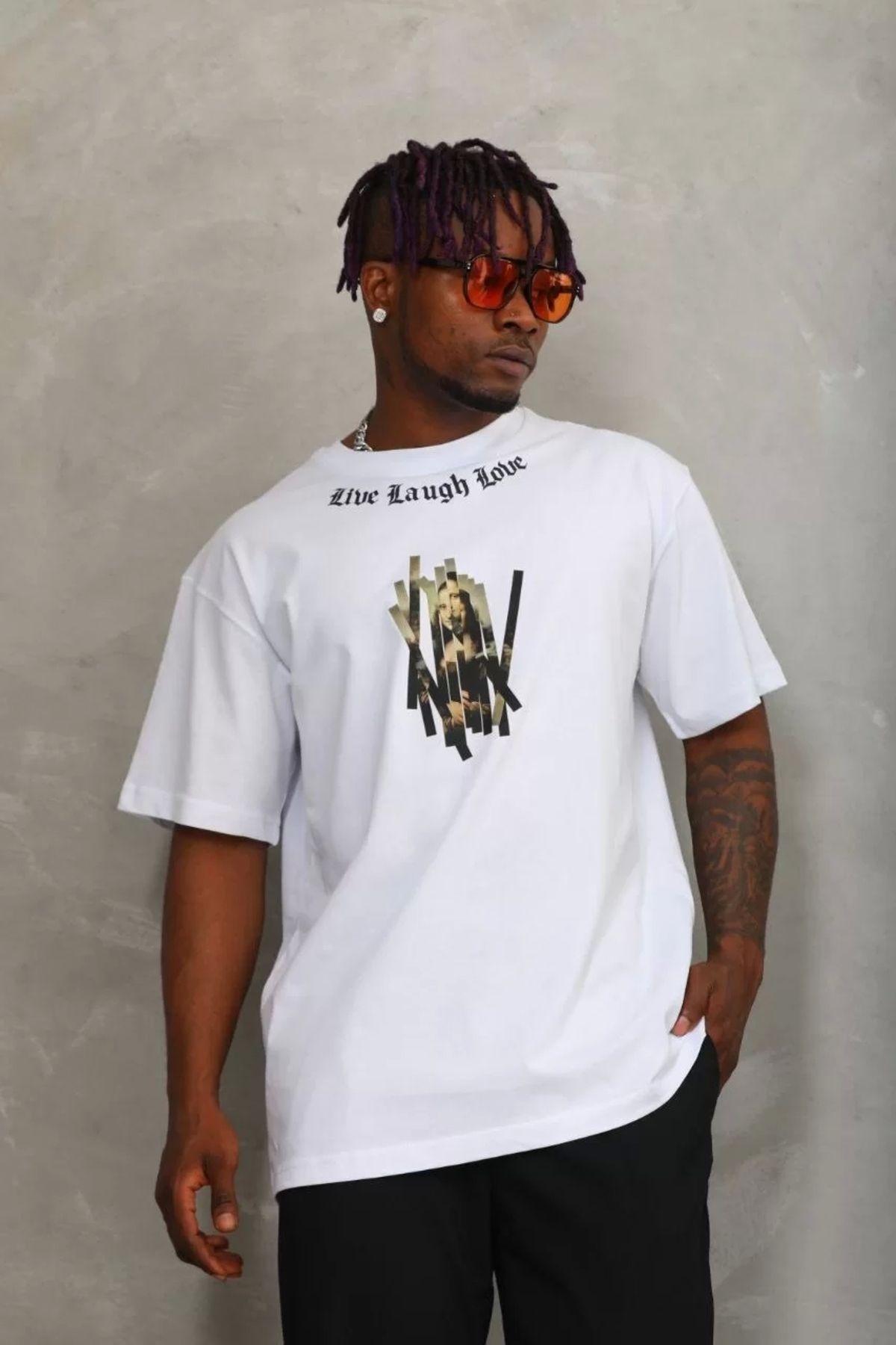 CVS Unisex Oversize Baskılı Bisiklet Yaka T-Shirt - Beyaz