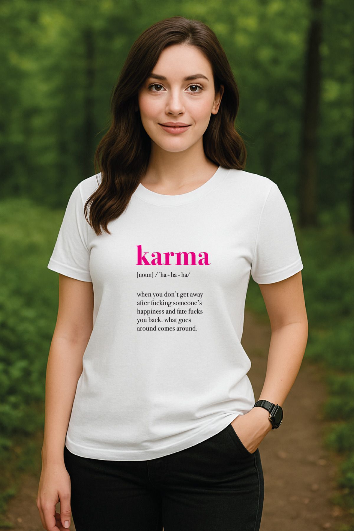 OFİSEHEDİYE WHITE QUOTES PREMIUM UNISEX T-SHIRT KARMA
