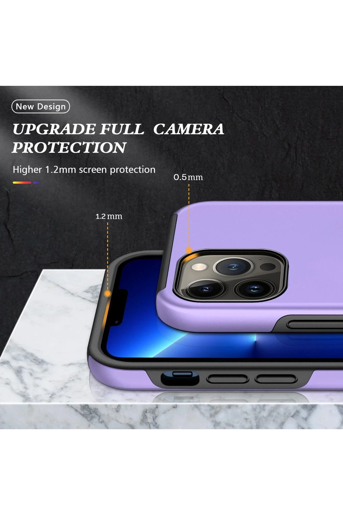 NewFace iPhone 13 Pro Kılıf Elit Yüzüklü Kapak - Mor NRMSA