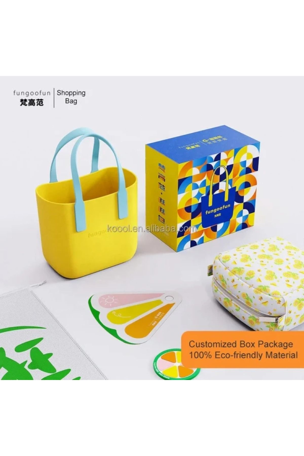 fungoofun yaz mevsimine özel renkli ve neşeli tasarım Omuz Çantası & Güneş Desenli Organizer Set