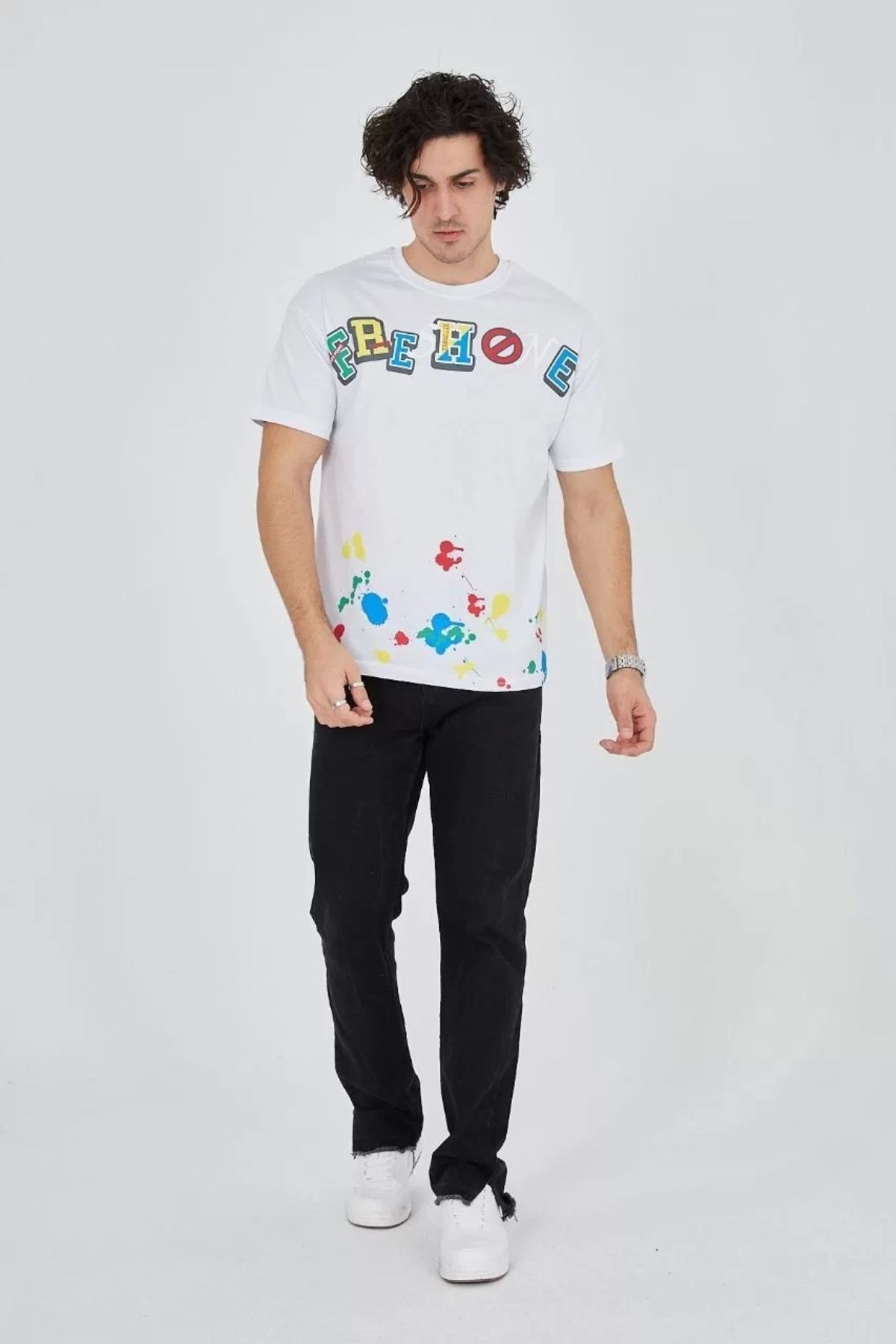 CVS Erkek Baskılı Penye T-Shirt - Beyaz