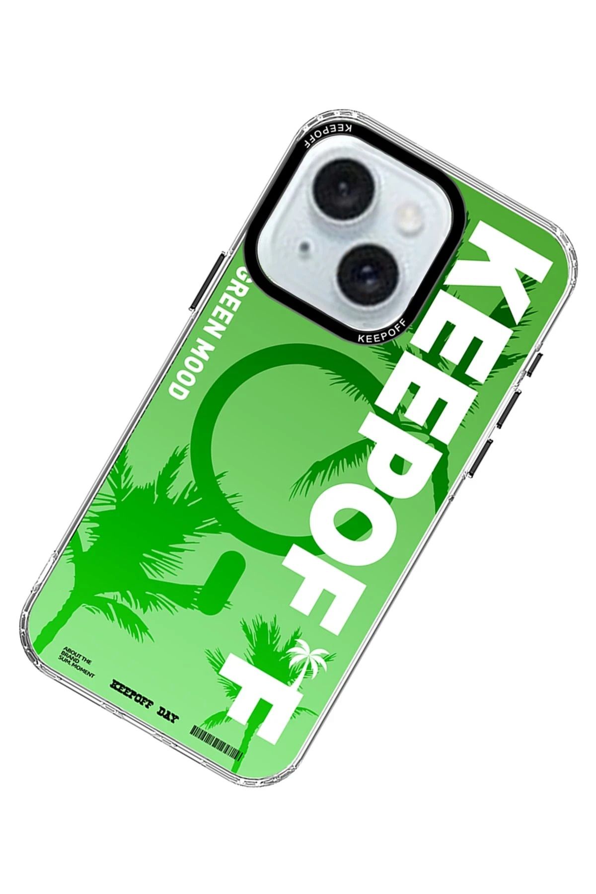 Keep Off iPhone 15 Summer Travel Magsafe Kapak - Green Mood NRMSA