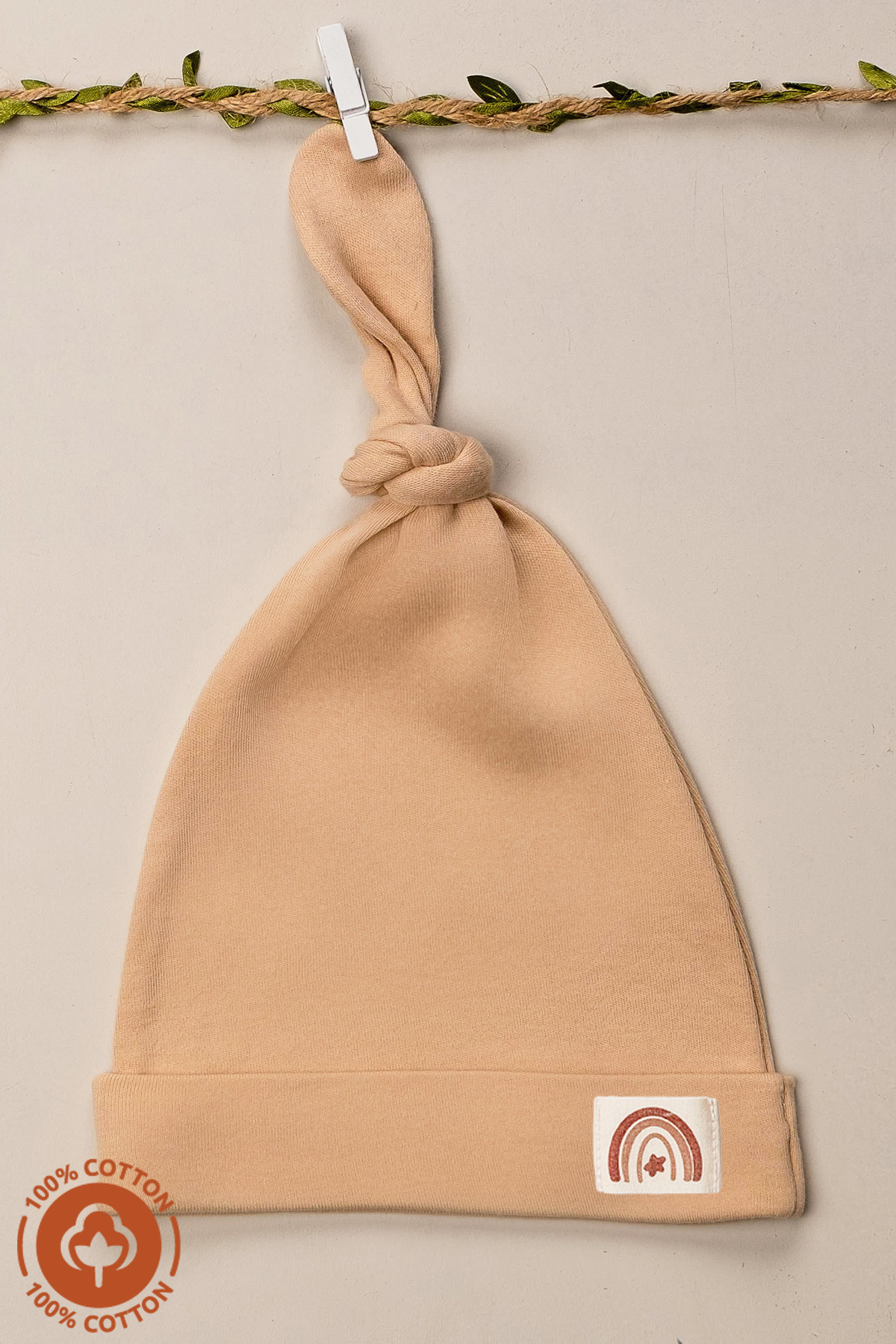 Miniel Unisex Bebek Arma Detaylı Bağlamalı Penye Organik Pamuklu Yenidoğan 3Lü Bebek Bere Set fotoğrafı 2 (önizleme)