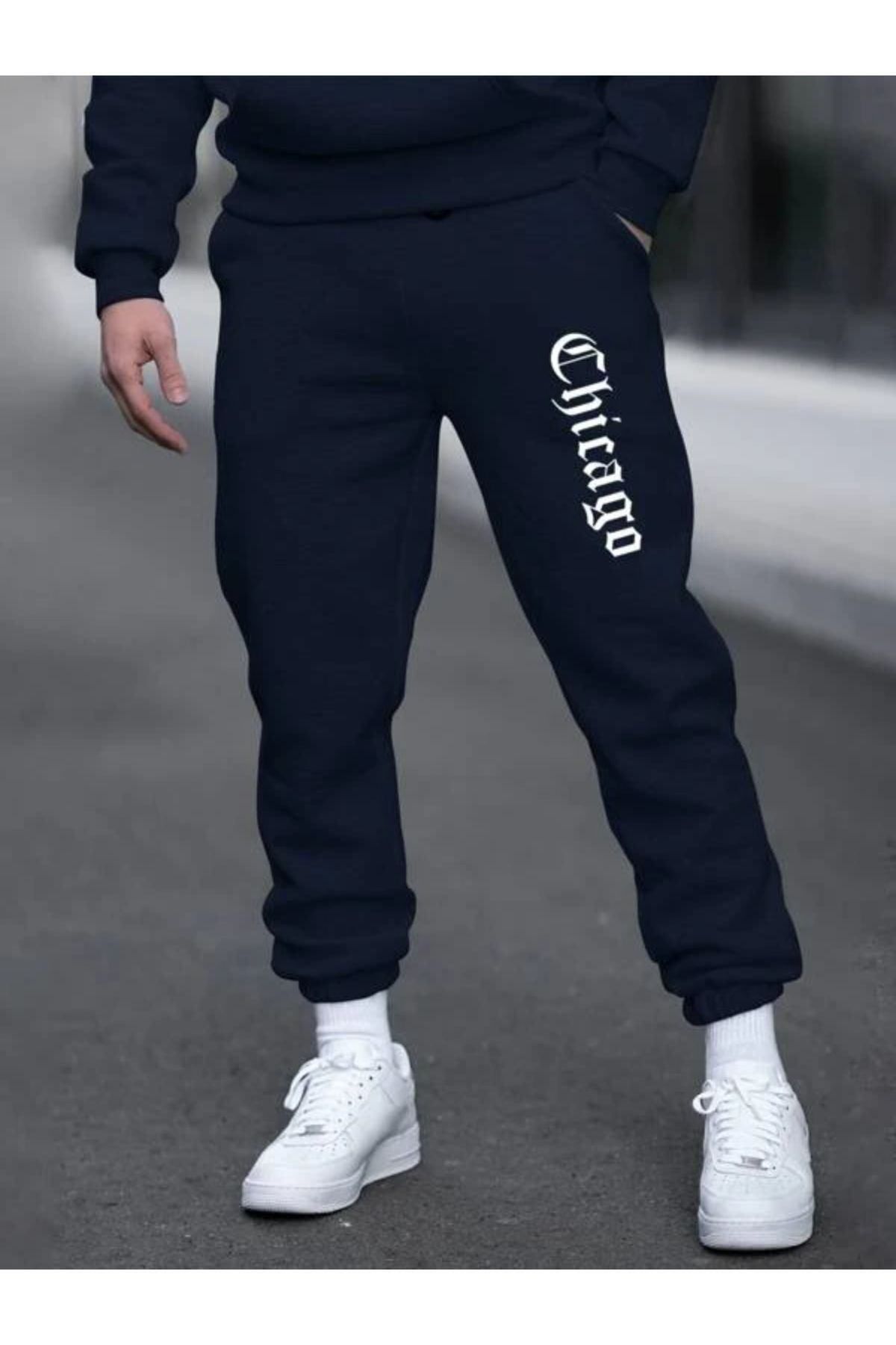 GIANTSTORE Unisex Lacivert Chicago Baskılı Eşofman Altı