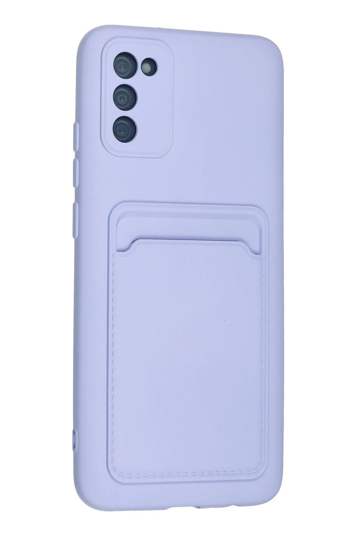 NewFace Samsung Galaxy A02S Kılıf Kelvin Kartvizitli Silikon - Lila SVLRS