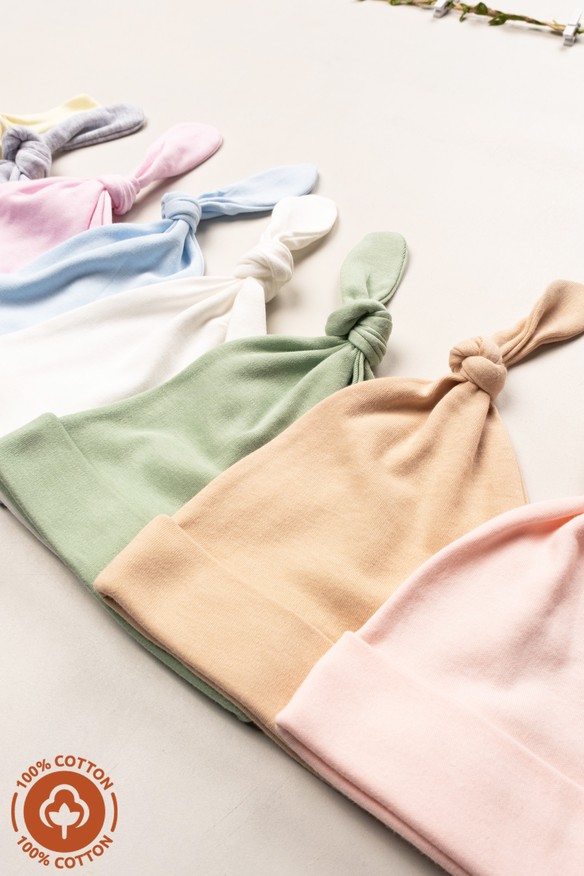 Miniel Unisex Bebek Arma Detaylı Bağlamalı Penye Organik Pamuklu Yenidoğan 3Lü Bebek Bere Set fotoğrafı 5 (önizleme)