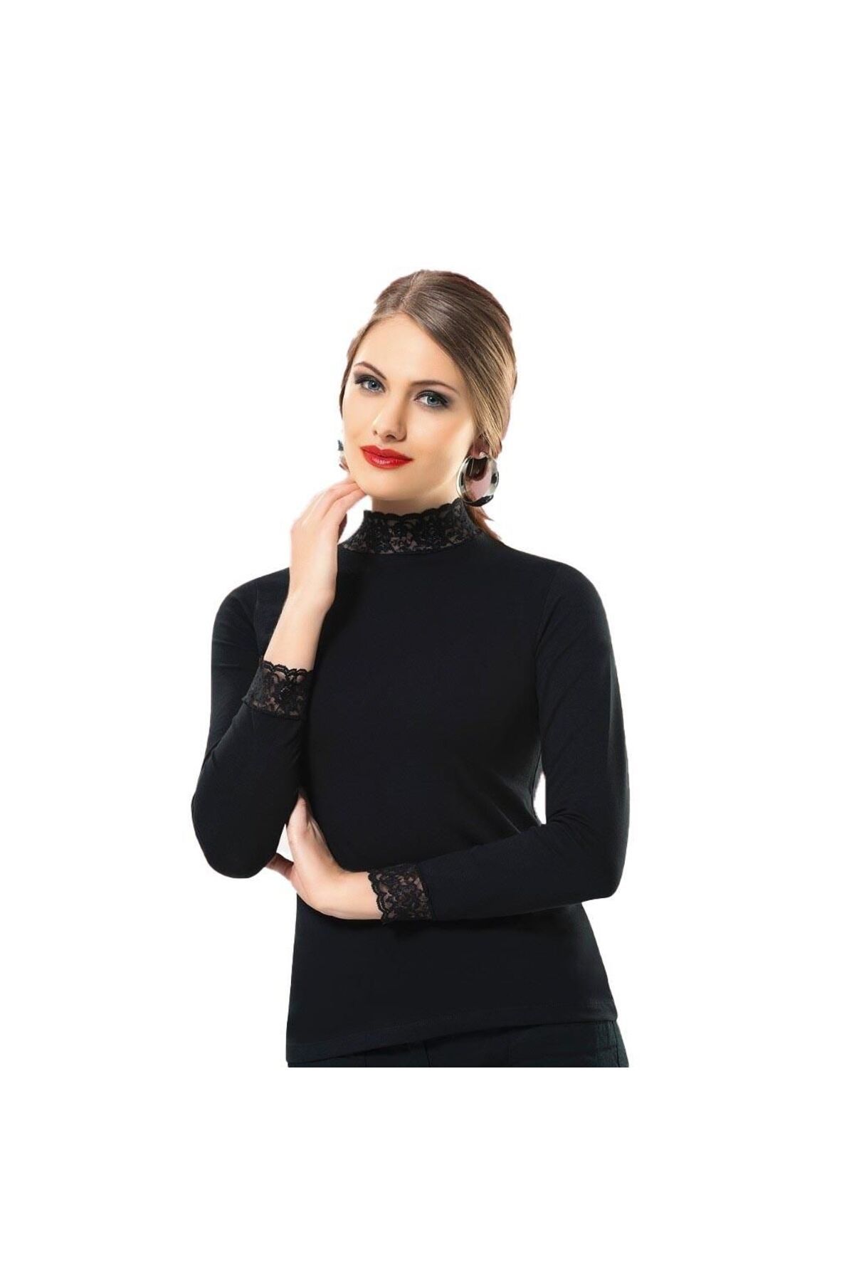 Shop58 Hediye Cantam Dantelli Uzun Kol T-shirt 2936