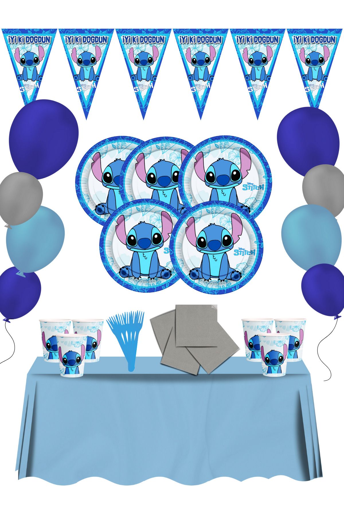 snowparty Stitch Lilo ve Stiç Doğum Günü Parti Süsleri Seti