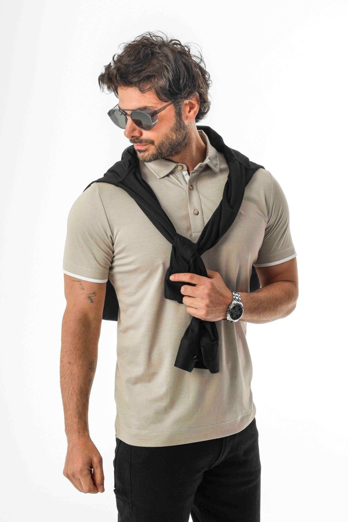 Tony Montana Büyük Beden Regular Fit Polo Yaka Düğmeli T-Shirt-6321