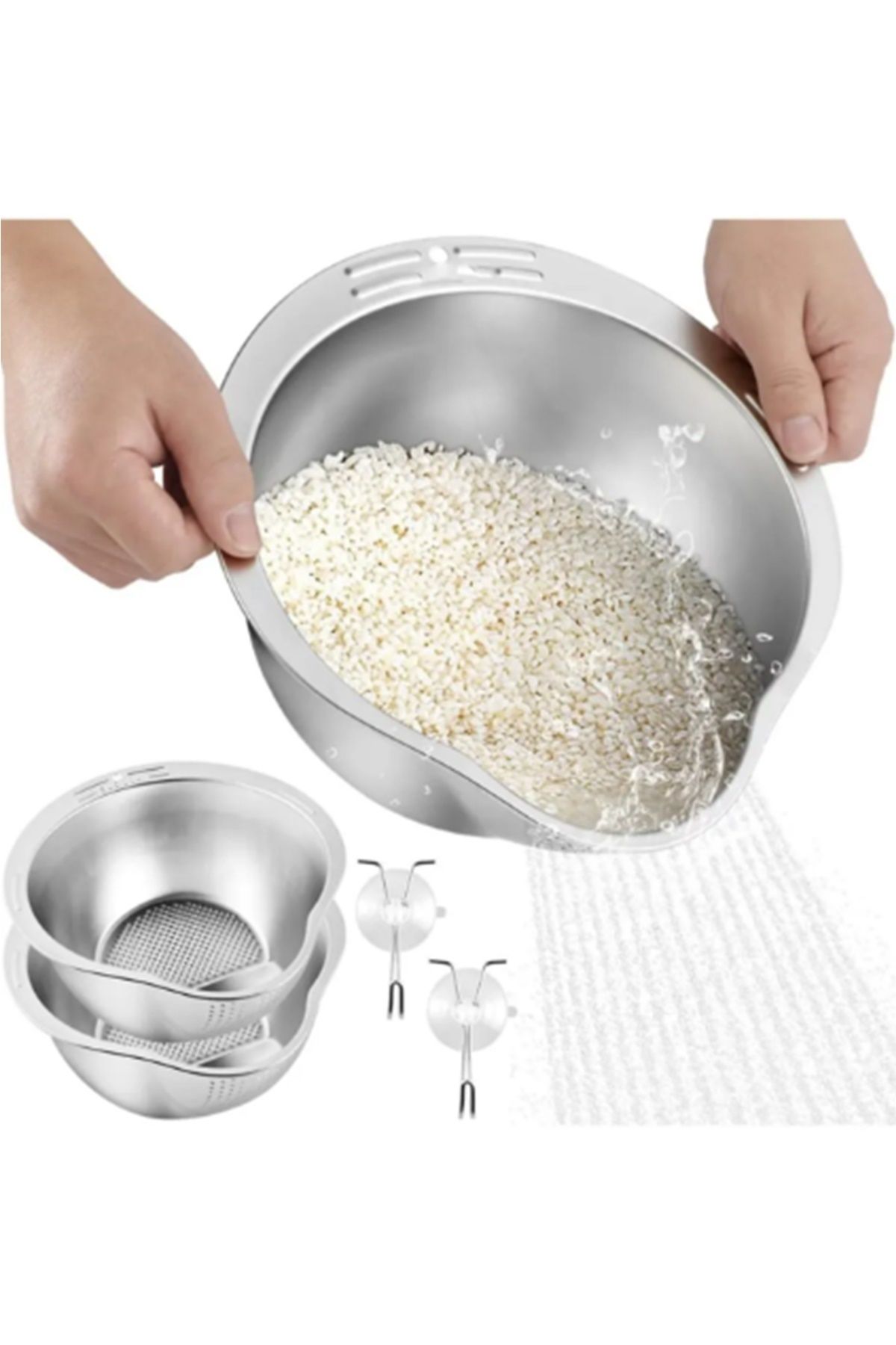 tafce Paslanmaz Çelik Pirinç Süzgeci Makarna Salata Süzgeci 304 Paslanmaz Çelik Süzgeç Metal Süzgeç
