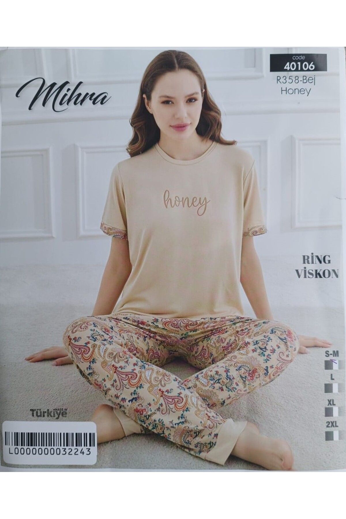 Mihra 330-05-24 Kadın Kısa Kol Pamuklu Pijama Takımı 40106 SM-L-XL 2XL