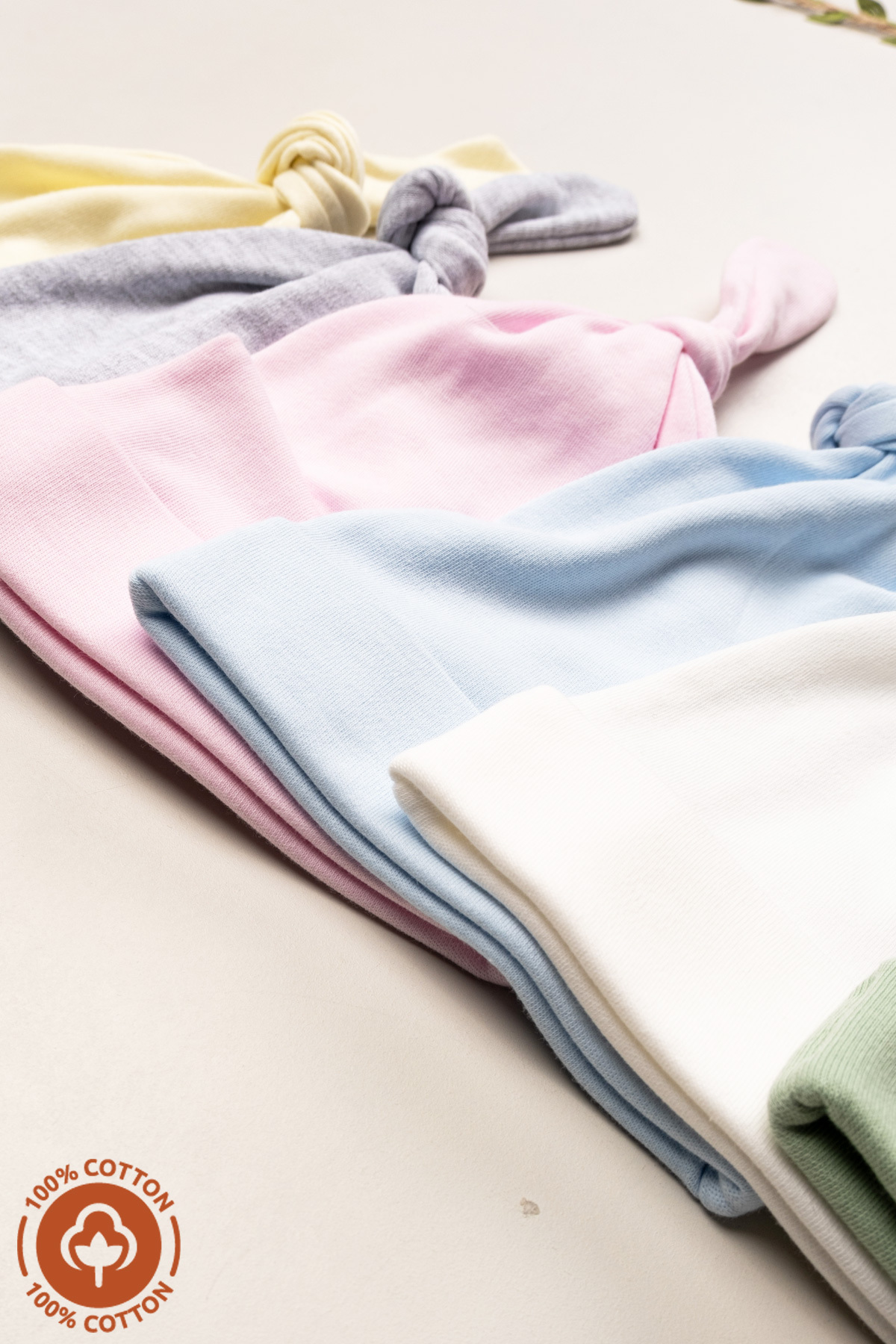 Miniel Unisex Bebek Arma Detaylı Bağlamalı Penye Organik Pamuklu Yenidoğan 3Lü Bebek Bere Set fotoğrafı 6 (önizleme)