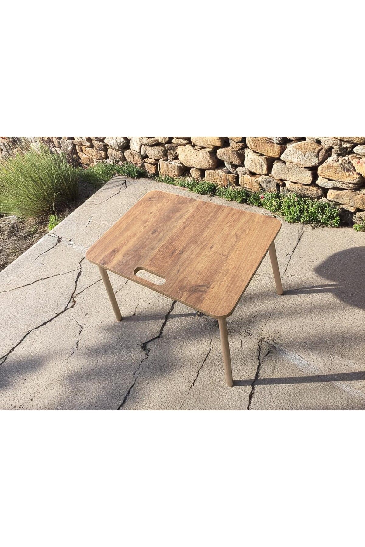 varje Katlanır Kamp Masası Portatif Mdf Bahçe Balkon Piknik Sehpası 60x45 Yüksek Kalite