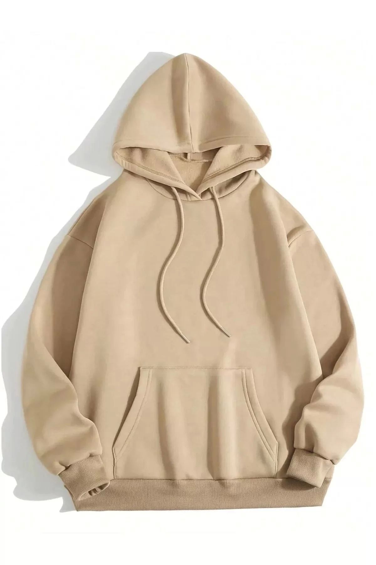 CVS Erkek Düz Kapüşonlu Sweat - Bej