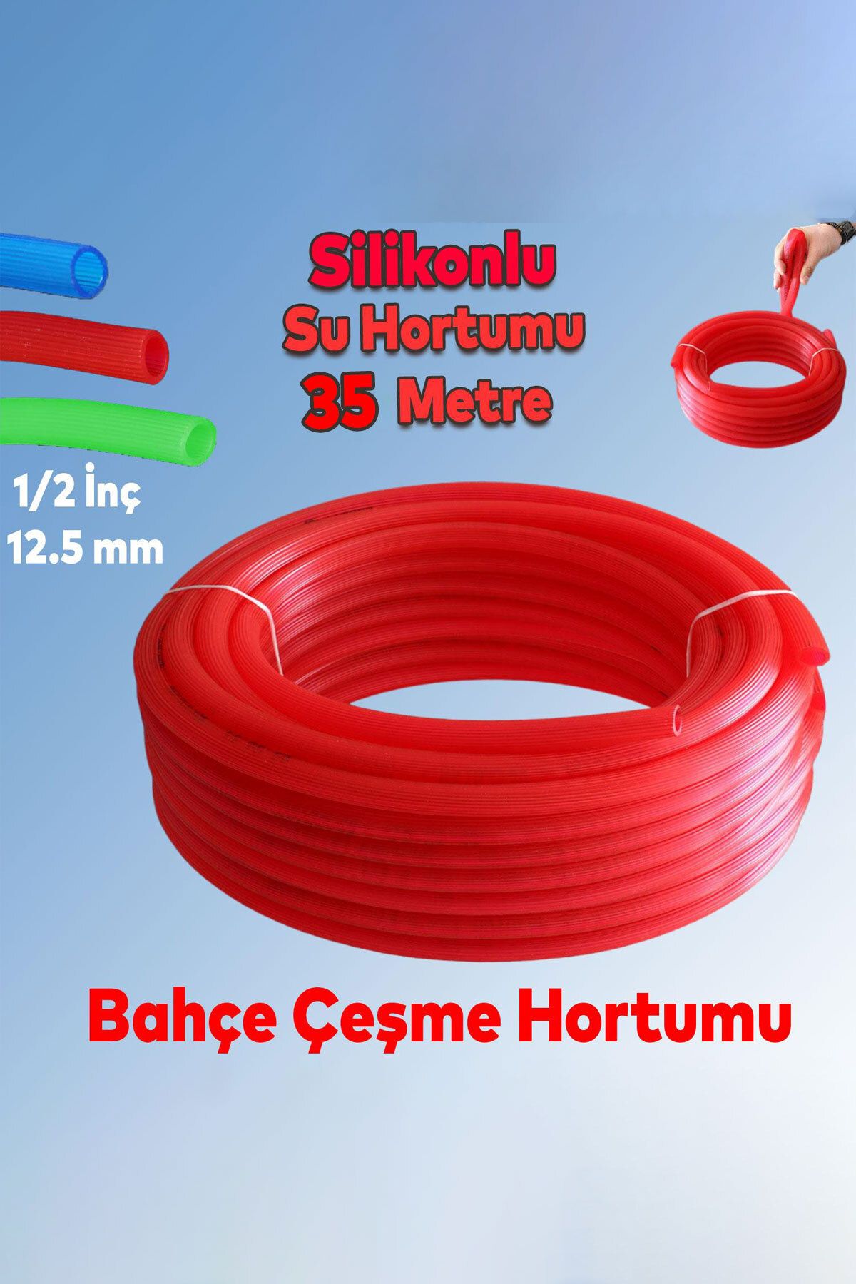 NZB Bahçe Çeşme Su HBahçe Çeşme Su Hortumu İç Çap 1/2 Naturel Silikonlu Sulama Araç Yıkama Hortum 35 Met