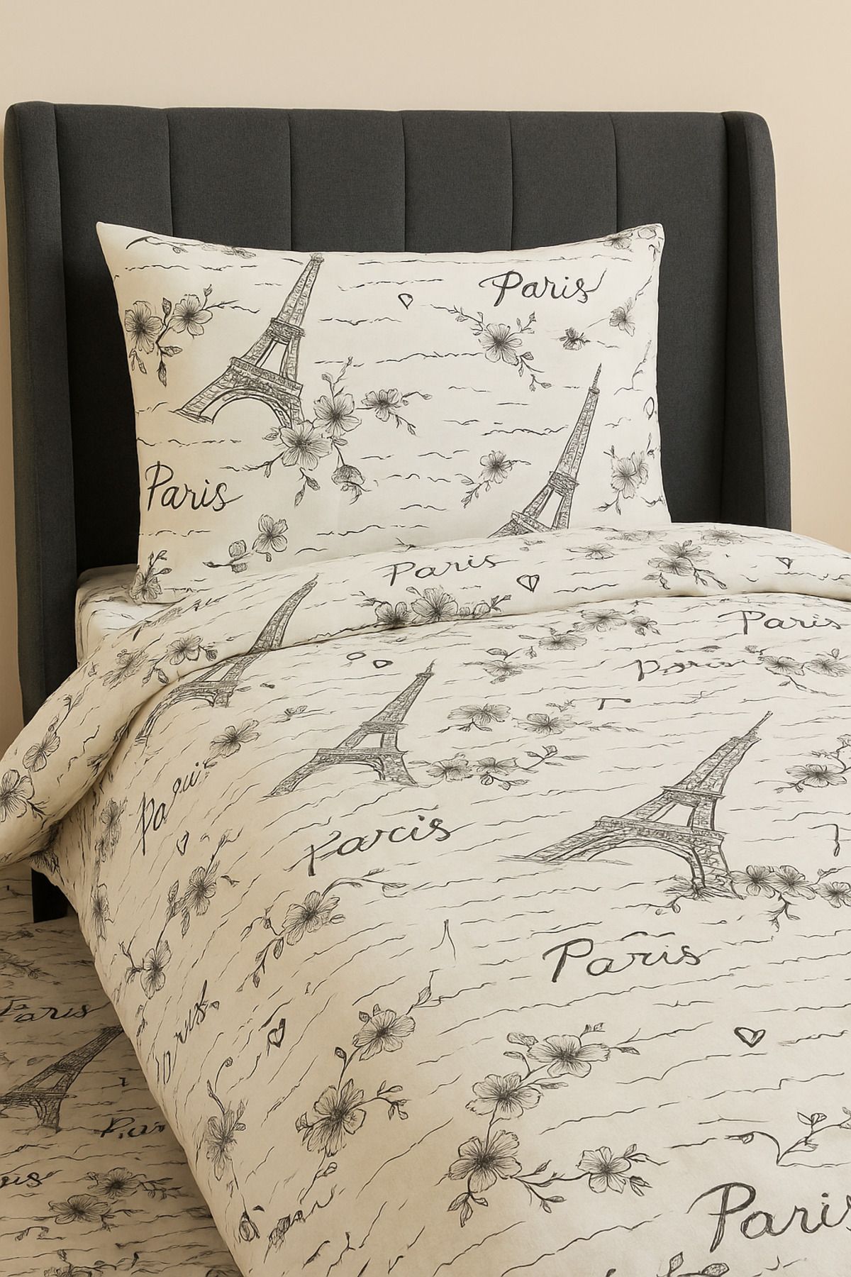 MixCotton Home Tek Kişilik Pamuk Nevresim Takımı 100x200 Lastikli Çarşaf+160x220 Yorgan Kılıfı ve Yastık Kılıfı