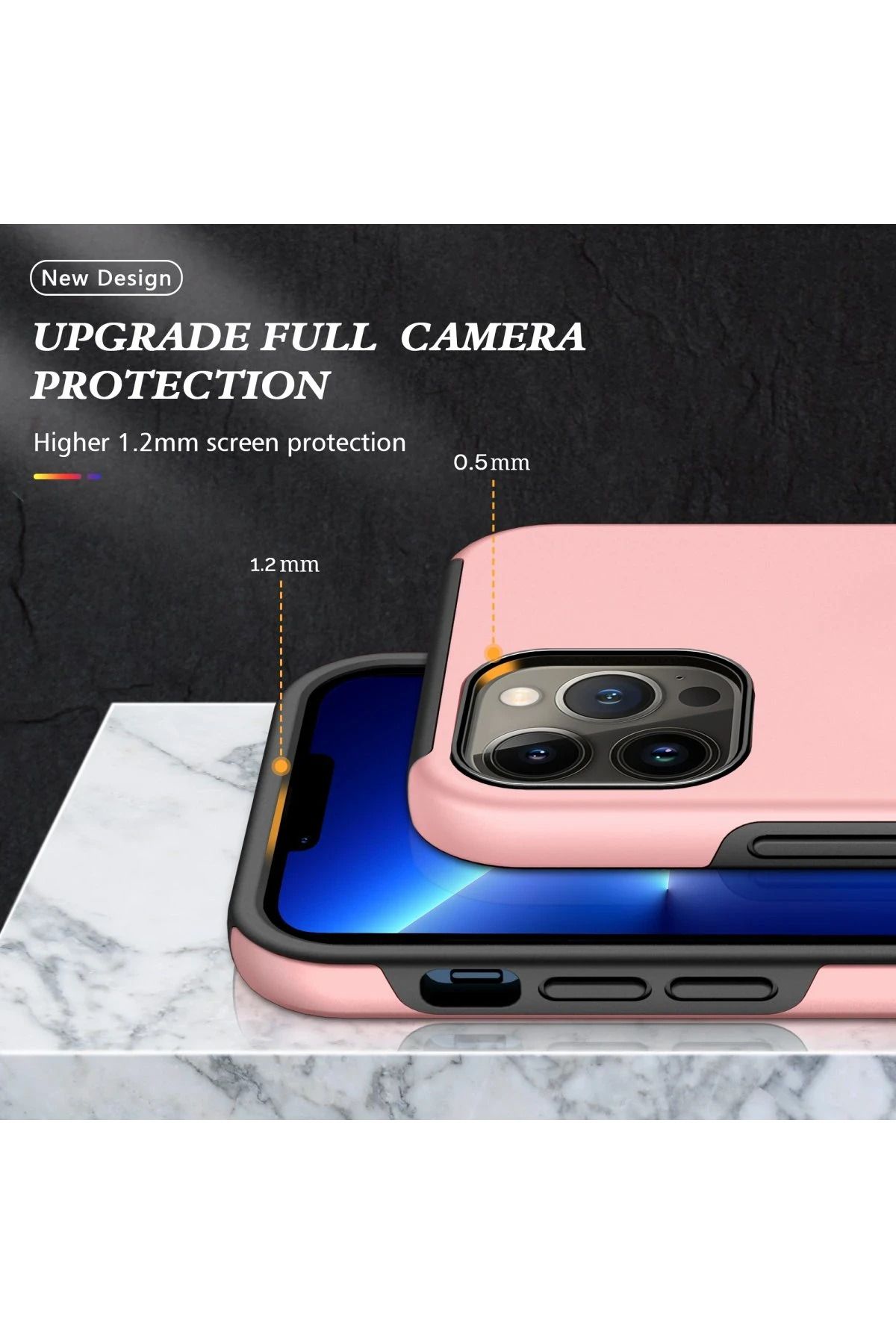 NewFace iPhone 13 Pro Max Kılıf Elit Yüzüklü Kapak - Pembe NRMSA