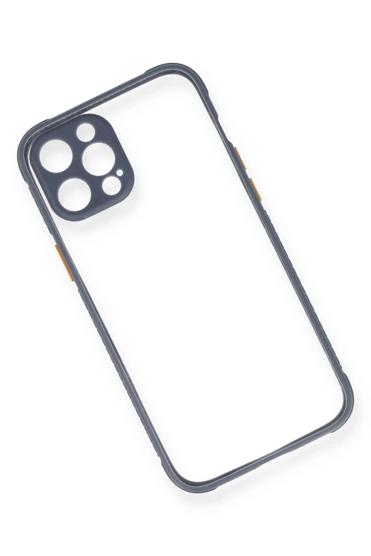 NewFace iPhone 12 Pro Kılıf Miami Şeffaf Silikon - Gri WLZOR