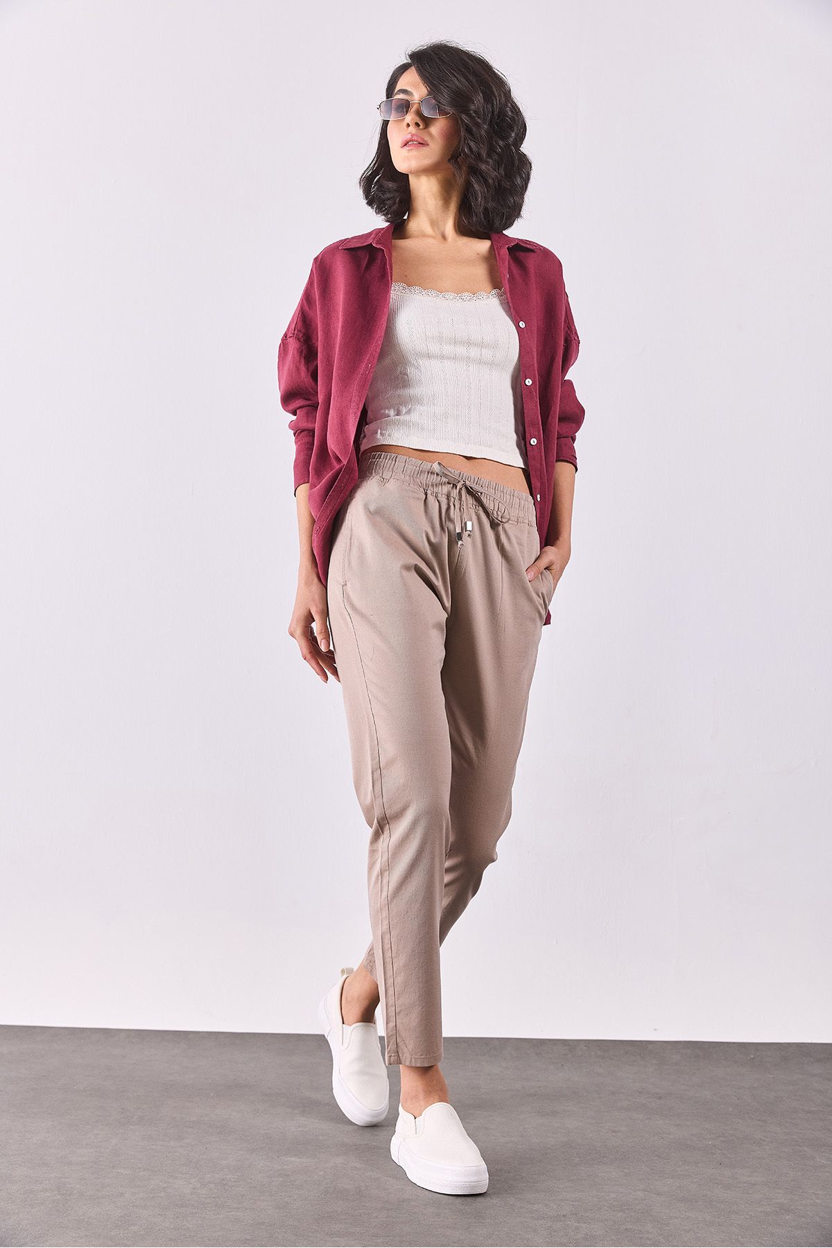 VENA Alian Beli Lastikli Beach Pantolon - KAHVERENGİ