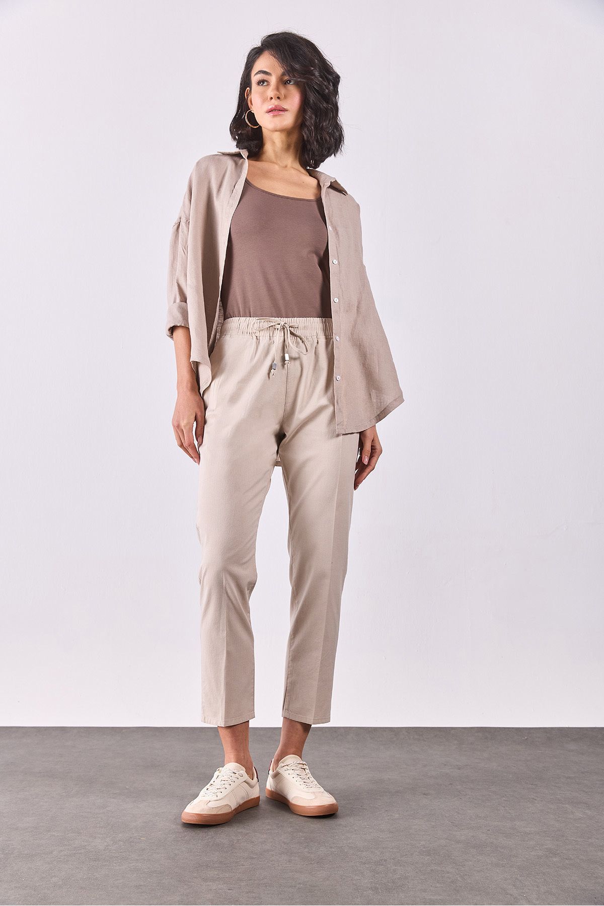 VENA Alian Beli Lastikli Beach Pantolon - BEJ