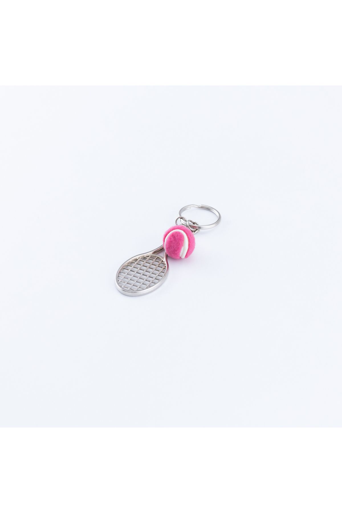 Bimotif Metal raket ve tenis topu anahtarlık Pembe