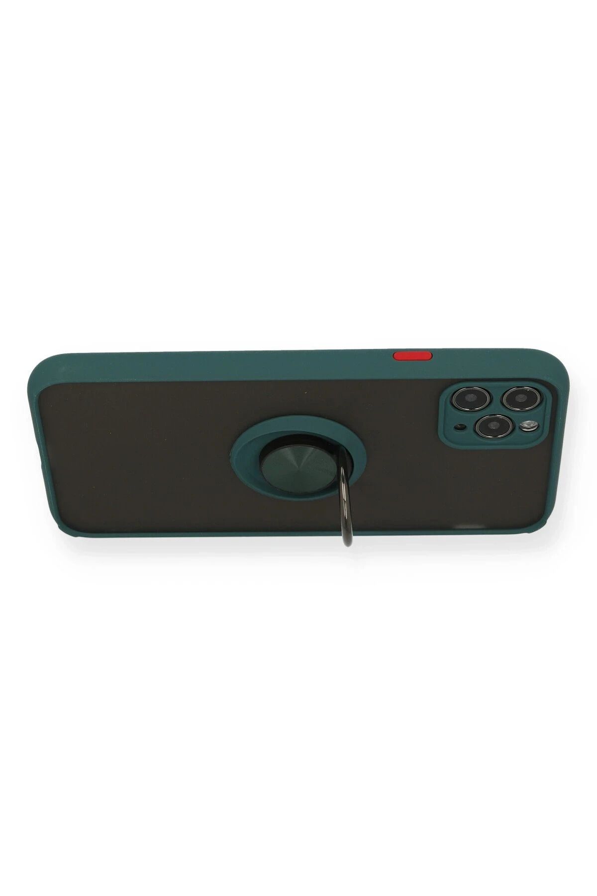 NewFace iPhone 11 Pro Kılıf Montreal Yüzüklü Silikon Kapak - Yeşil NRMSA