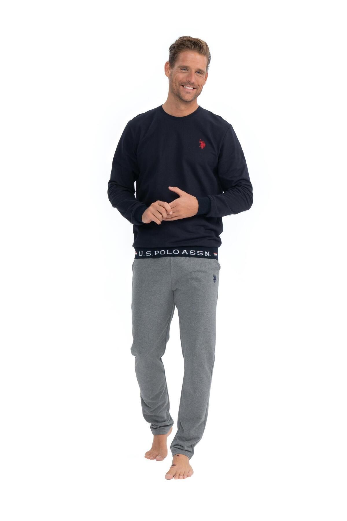U.S. Polo Assn. Erkek 2 İplik Dokuma Manşet Kol Dar Paça Cepli Pijama Takım