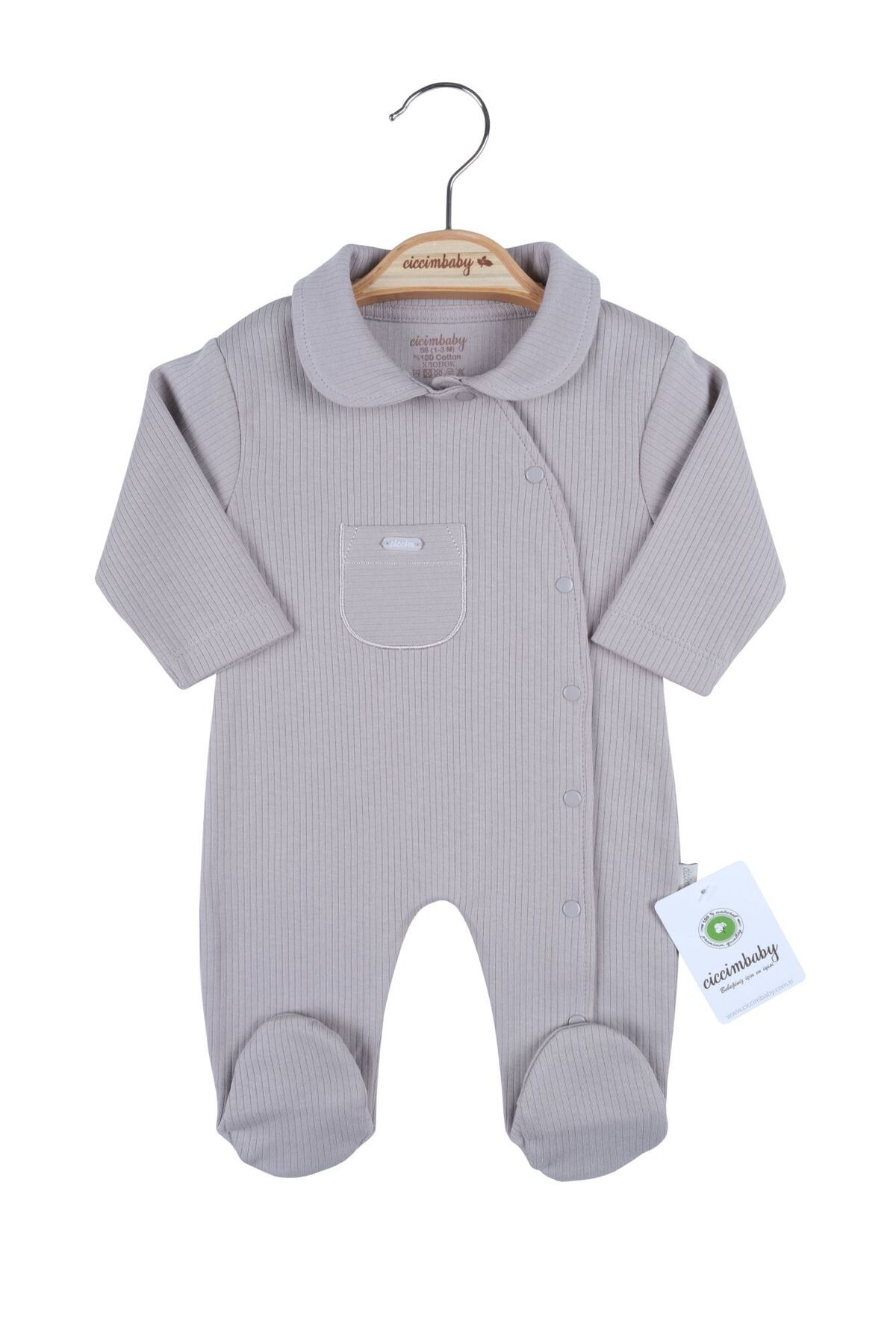 Ciccim Baby Yandan Çıtçıtlı Patikli Tulum 4770 Toprak