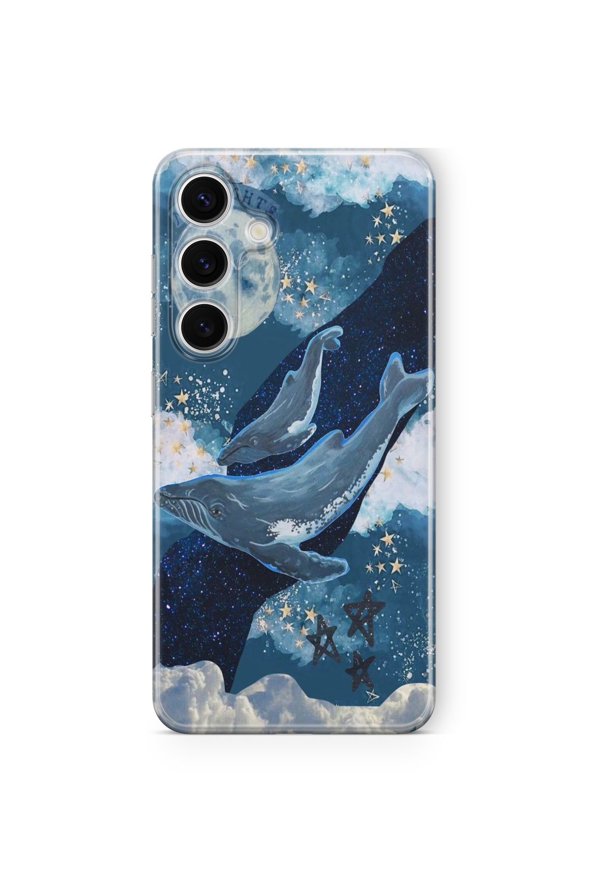 Space Star Samsung Galaxy A15 Uyumlu Balina Tasarım Baskılı Şeffaf Kılıf