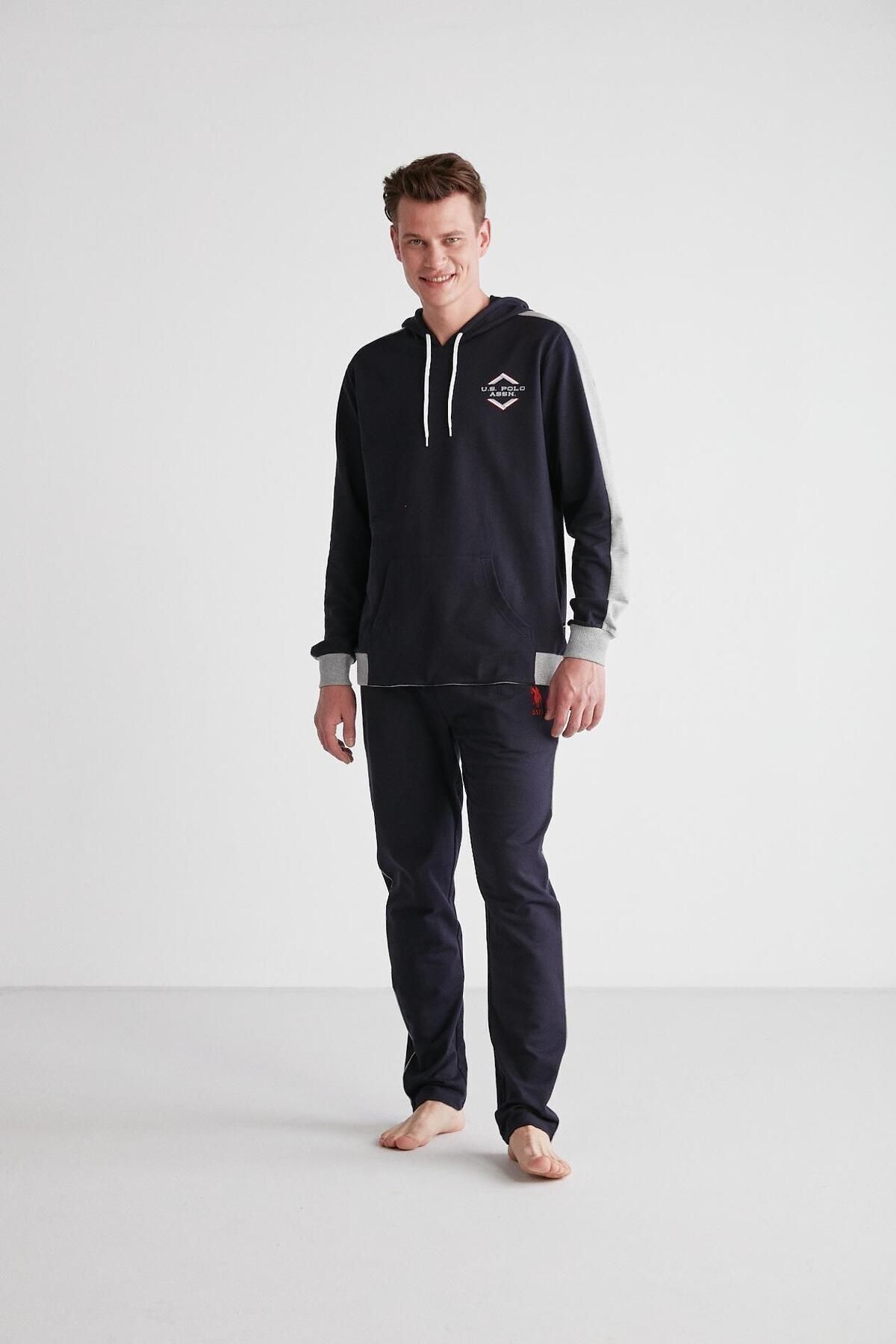 U.S. Polo Assn. - Erkek Lacivert Kapşonlu Pijama Takımı 18709
