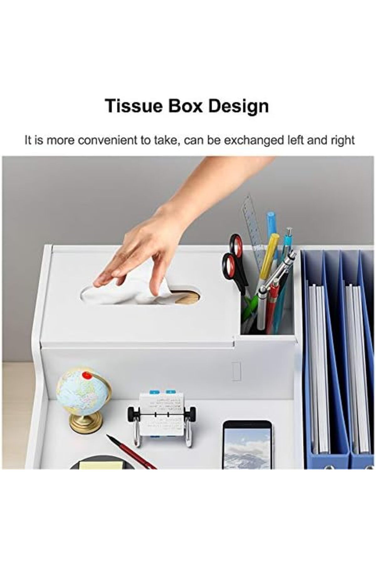 Generic-White Desktop Organizer, Multipurpose File Tray Storage Shelf Rack for Office, Home, School Use 2