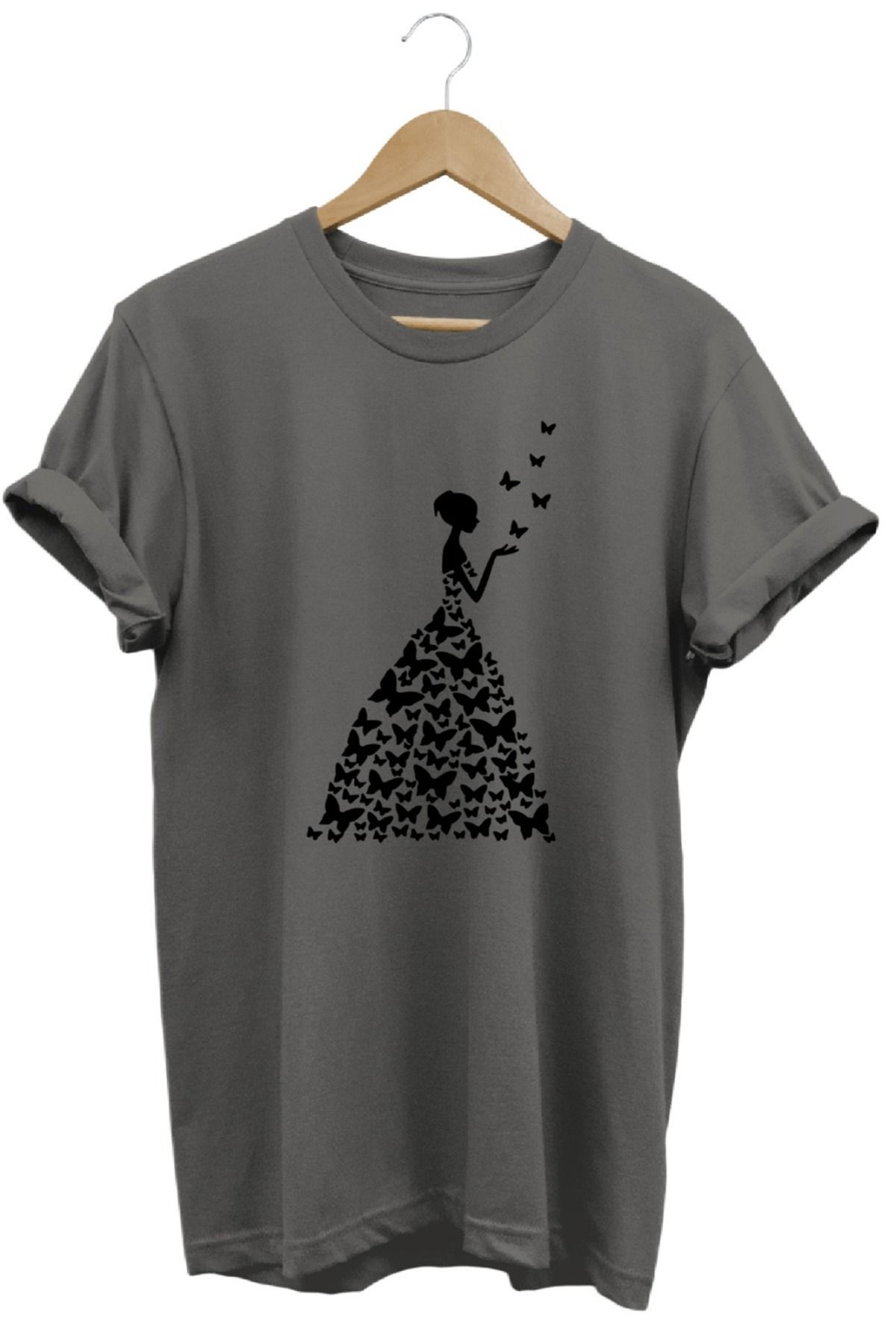 joyyfashion Kelebek butterfly baskılı tişört