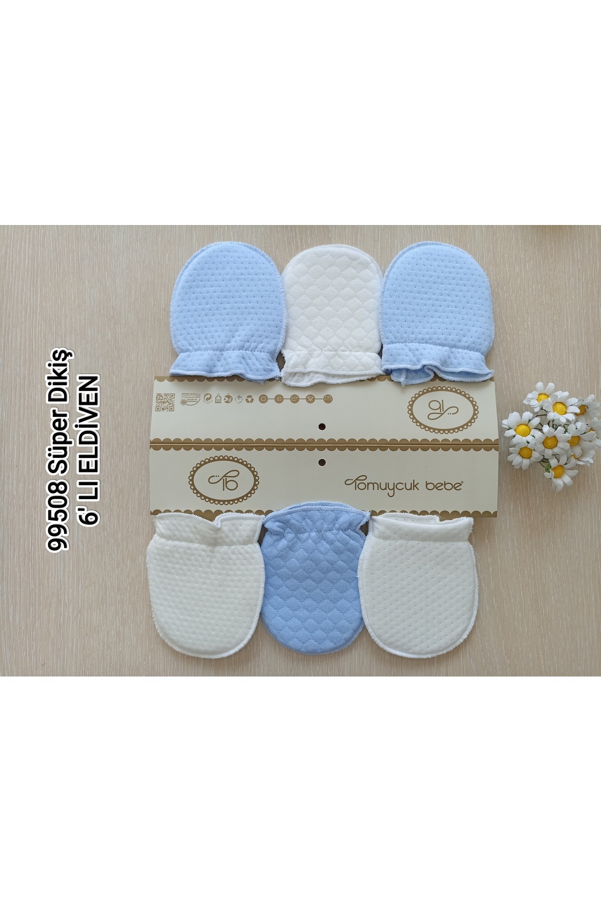 Bebella 6 Çift Kız / Erkek Bebek Eldiveni %100 Pamuklu Bebeklere Özel Eldiven Yenidoğan Hediyelik fotoğrafı 7 (önizleme)