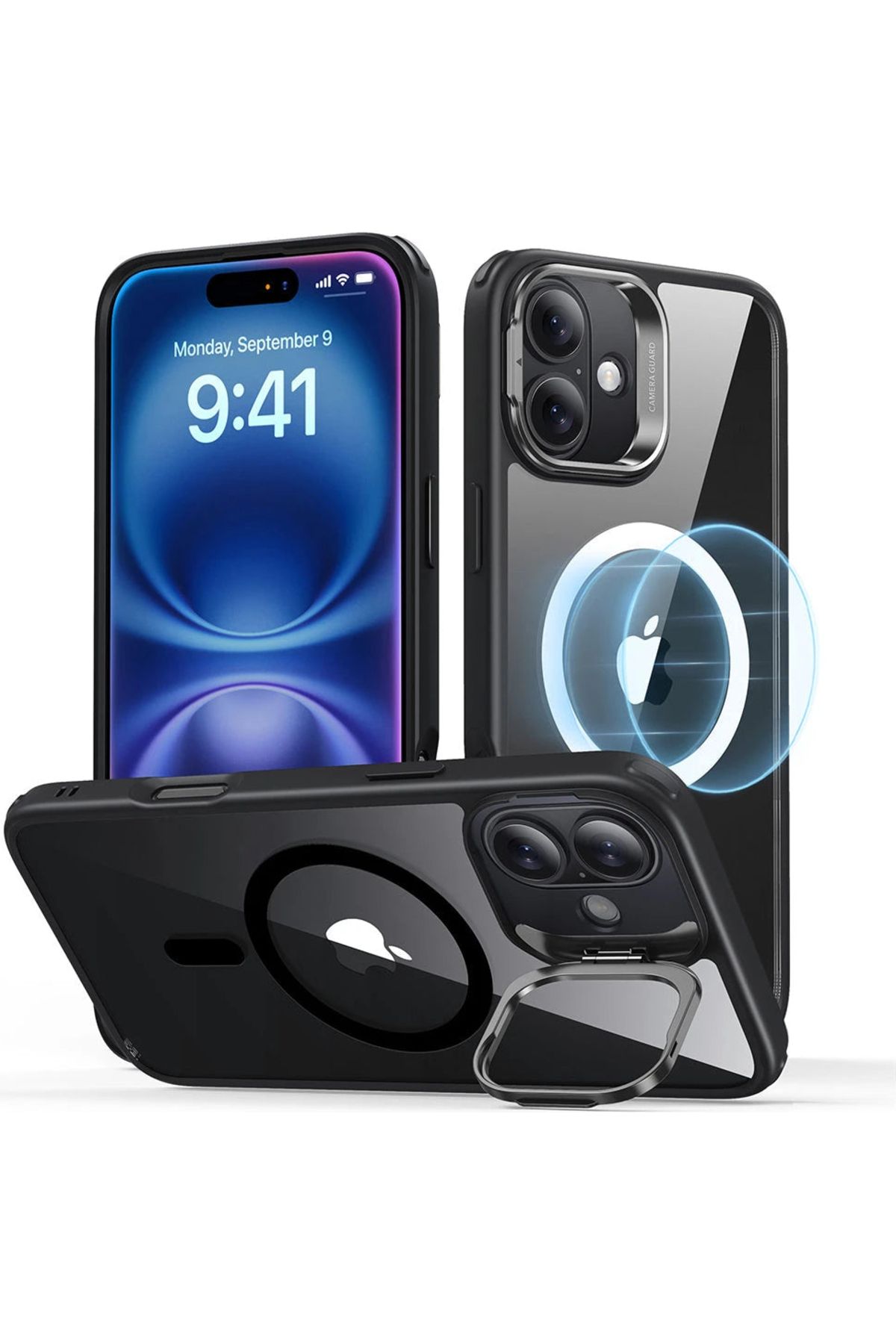 ESR iPhone 16 Uyumlu Kılıf Stantlı Silikon + Ekran Koruyucu Cam Halolock Magsafe Classic