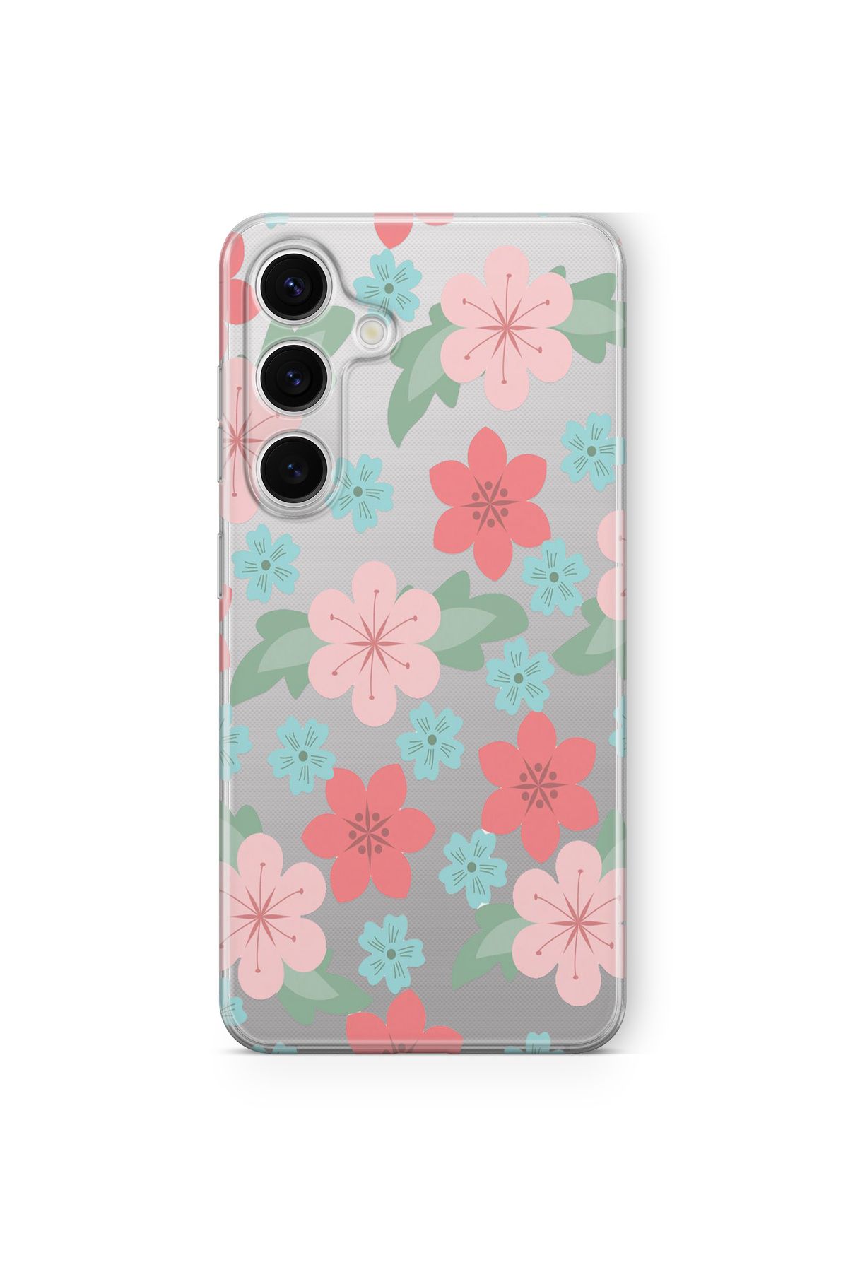 Space Star Samsung Galaxy A04s Uyumlu Floral Tasarım Baskılı Şeffaf Kılıf