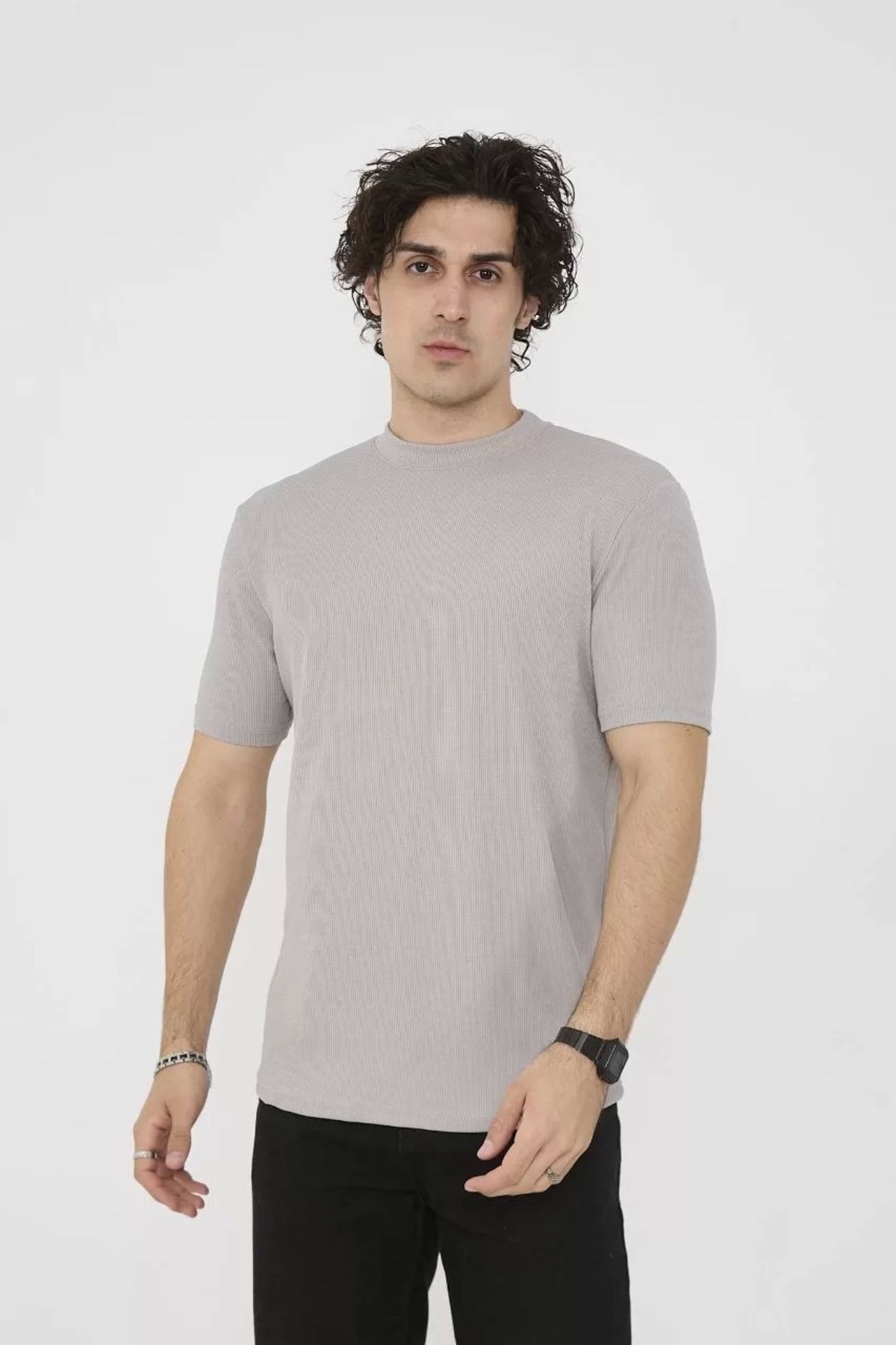 CVS Unisex Bisiklet Yaka Slim fit T-Shirt- Taş